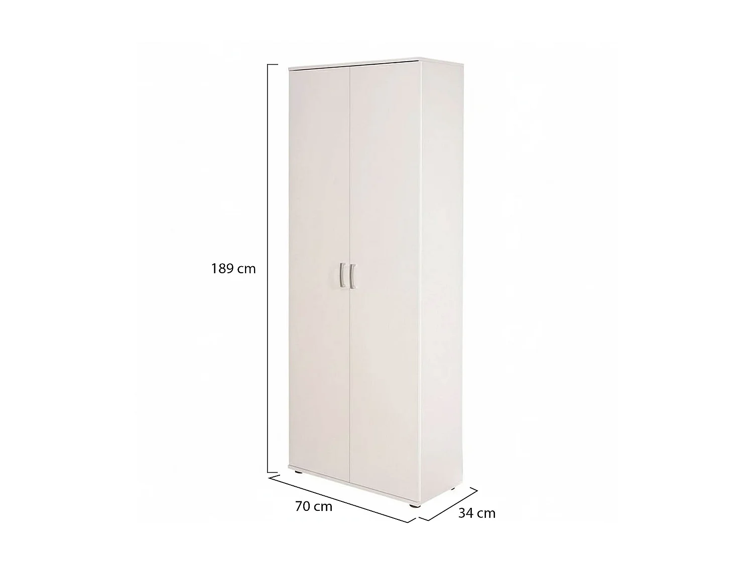 Armoire polyvalente 2 portes Dmcilro, 5 étagères, 34x189 cm blanc