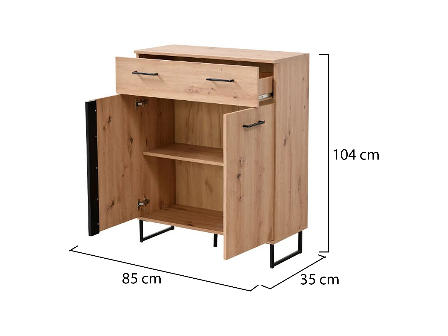Credenza Ceredanoo, un Cassetto, 85x35x104h cm Marrone Rovere Nodi, Madia, un Ripiano, Apertura Battente, Scorrevole