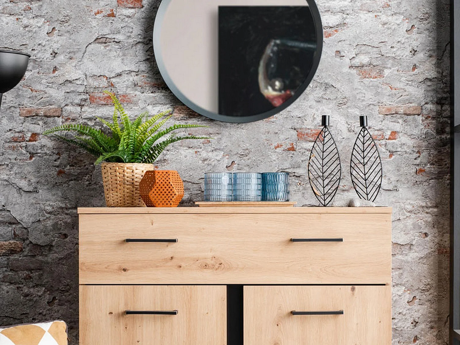 Credenza Ceredanoo, un Cassetto, 85x35x104h cm Marrone Rovere Nodi, Madia, un Ripiano, Apertura Battente, Scorrevole
