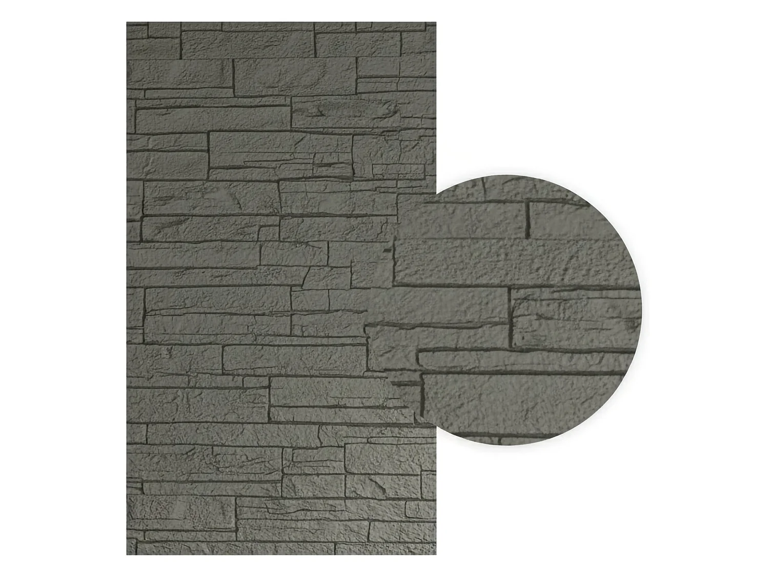 Panneau Décoratif Torriana, set de 12, Facile à Découper, Installer, 60x3 cm Gris, Texture Réaliste, Autoextinguible