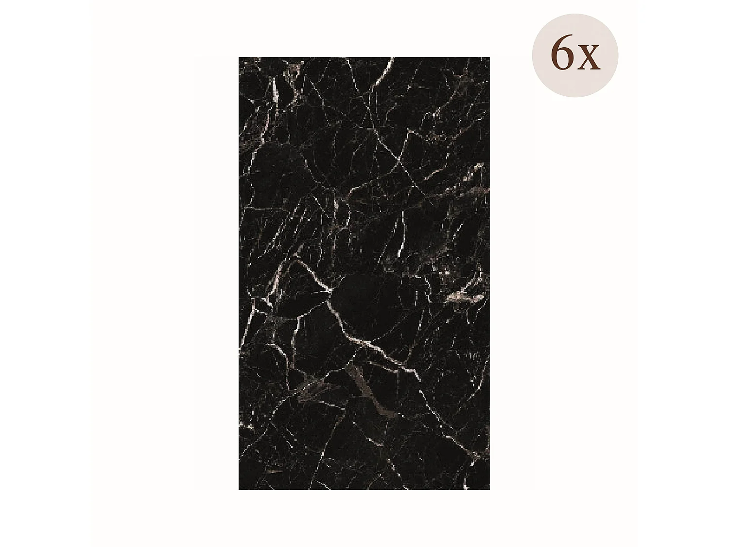 Panneau Décoratif Sedini, set de 6, Facile à Couper et Installer, 60x0.3 cm Noir Marbre, Texture Réaliste