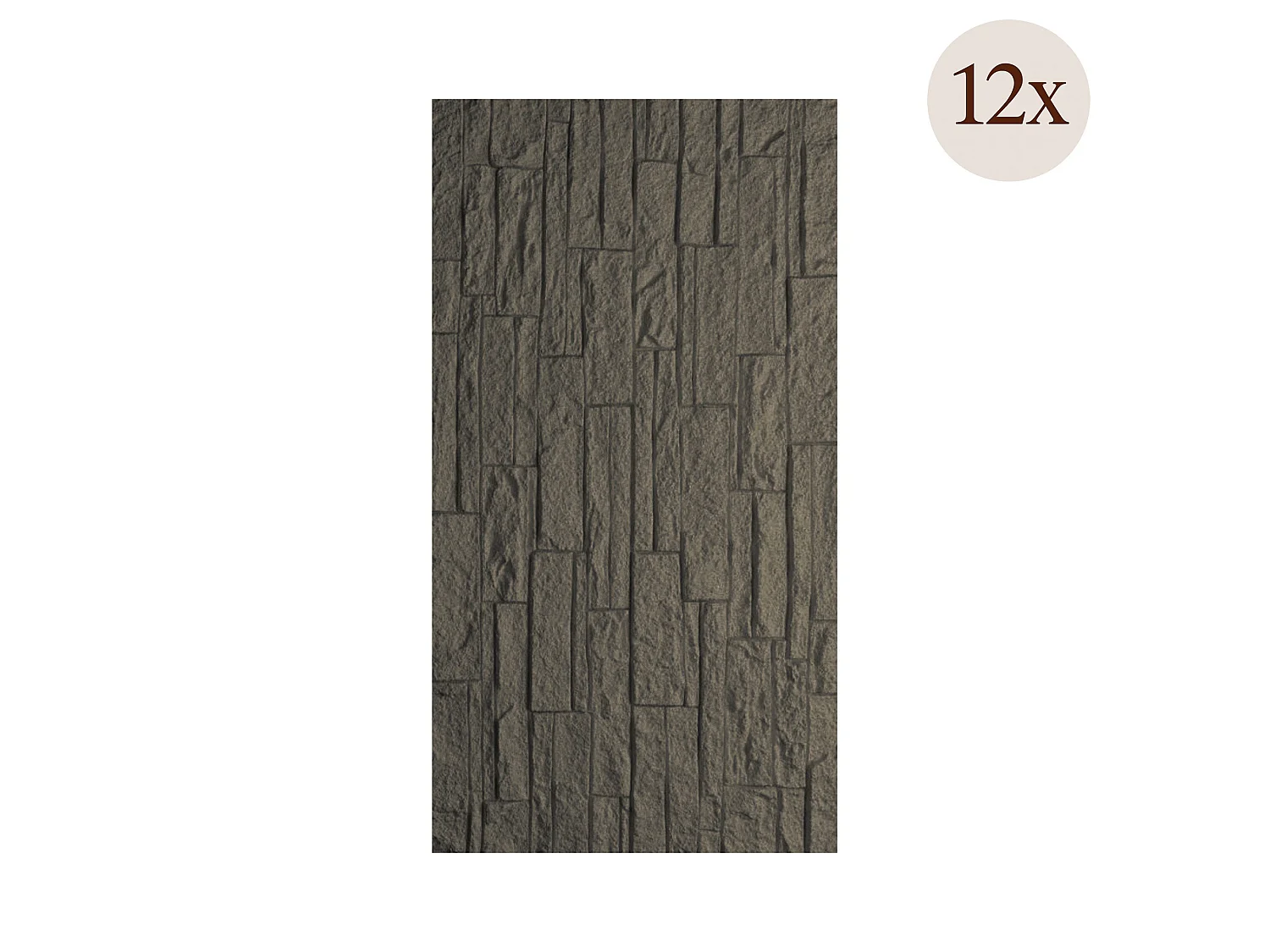 Dekorplatte Torriana, 12er-Set, leicht zuschneidbar, einfach zu montieren, 60x3 cm, Schiefergrau, realistische Textur