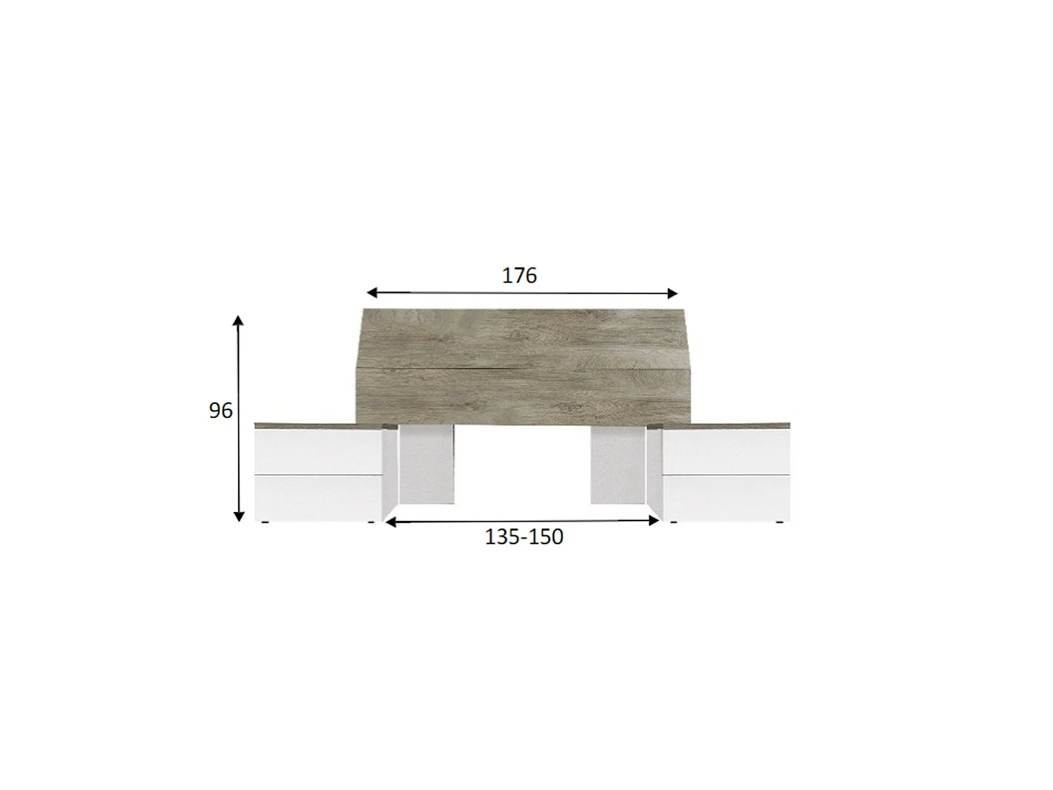 Assago bedhoofdbord, tweepersoons, 176x6 cm bruin, kleur frame bruin, kleurnuance frame eiken