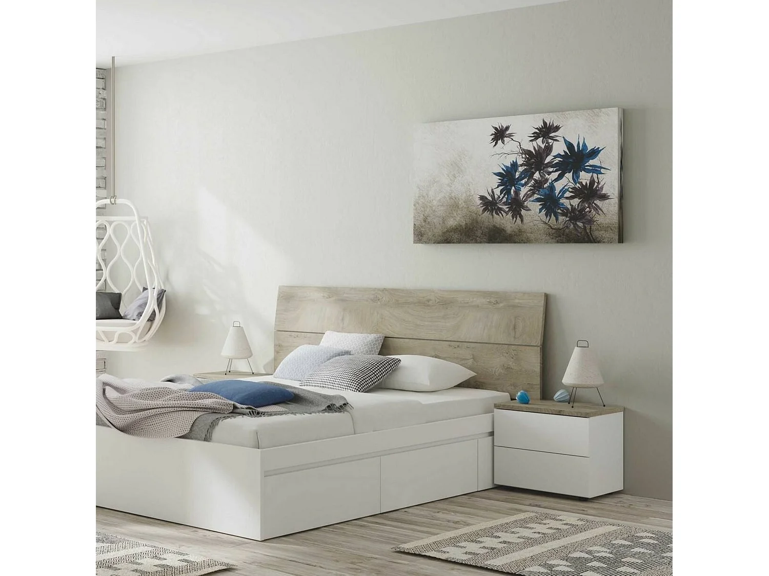 Assago bedhoofdbord, tweepersoons, 176x6 cm bruin, kleur frame bruin, kleurnuance frame eiken
