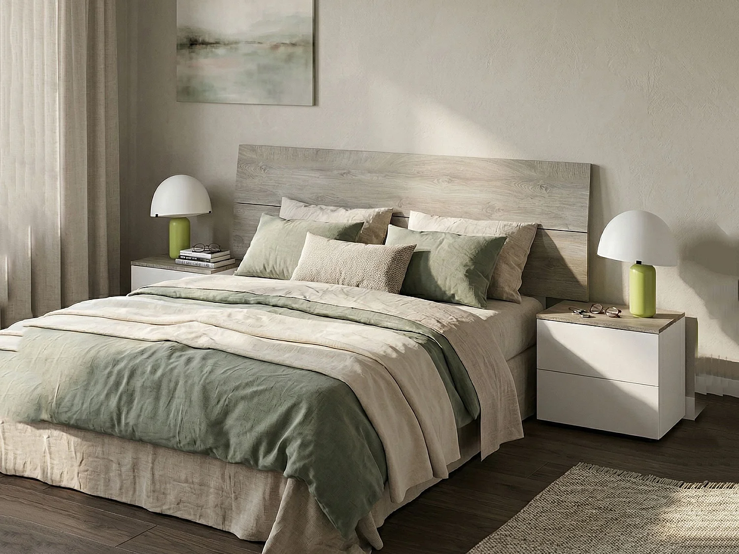 Assago bedhoofdbord, tweepersoons, 176x6 cm bruin, kleur frame bruin, kleurnuance frame eiken