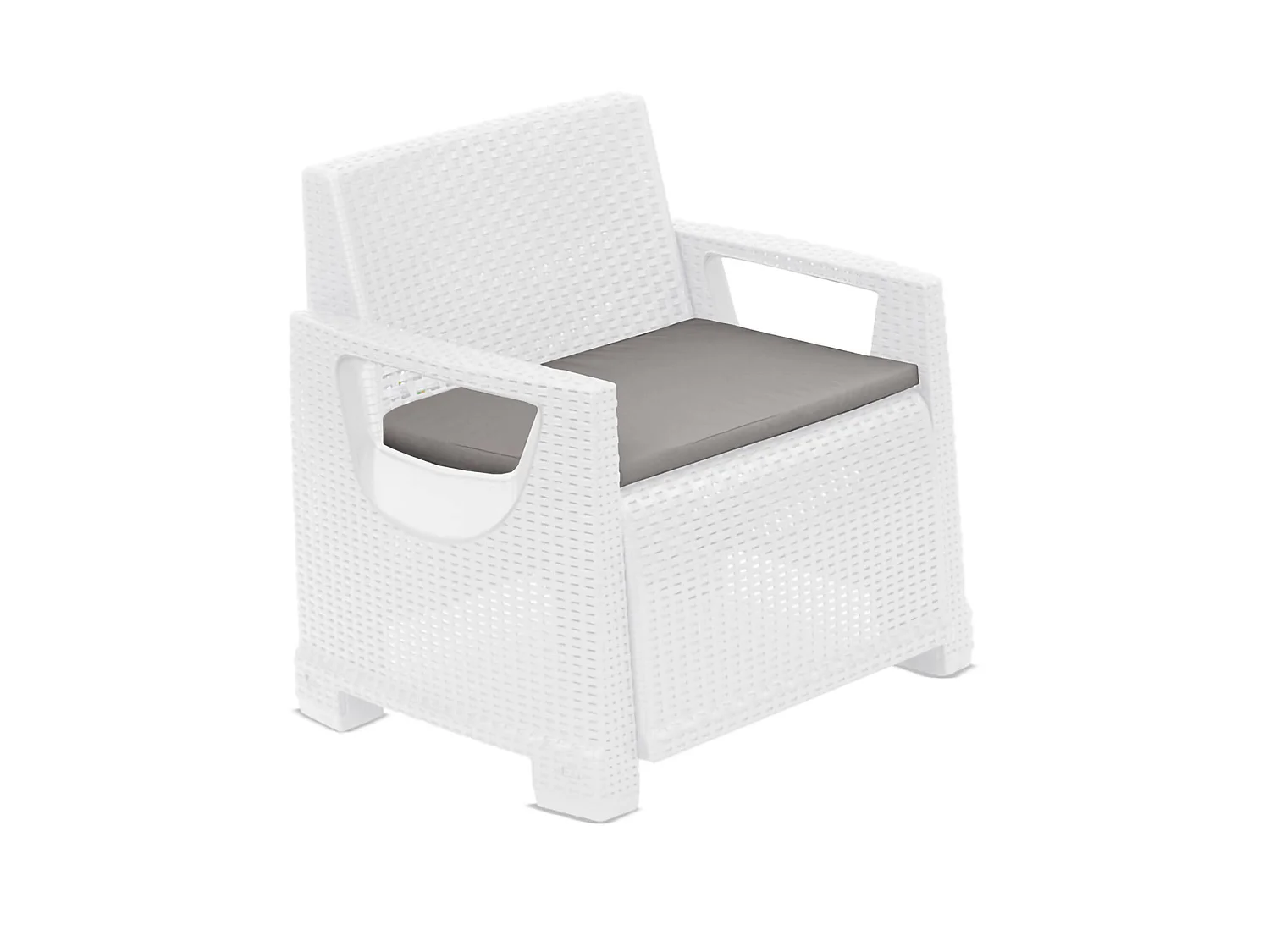 Fauteuil d'extérieur Rho, accoudoirs Made in Italy, 66x72 cm blanc