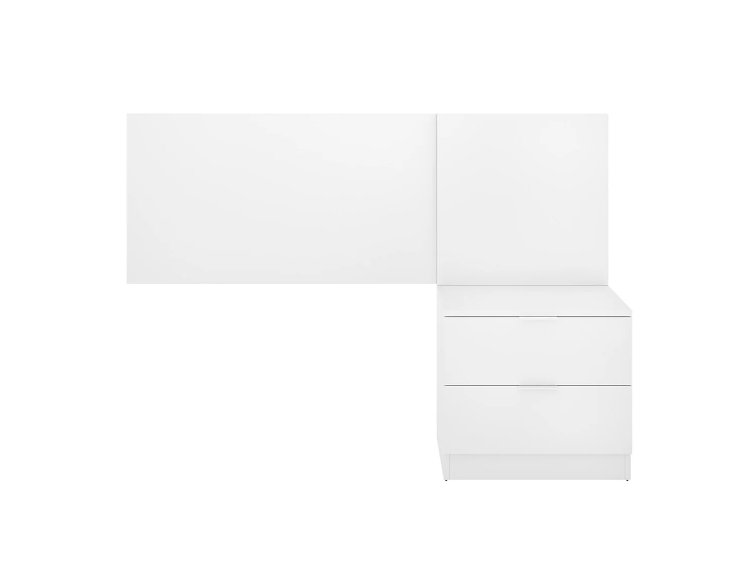 Tête de lit Lead, Table de chevet incluse, 34x141 cm Blanc, Simple, Structure couleur marron