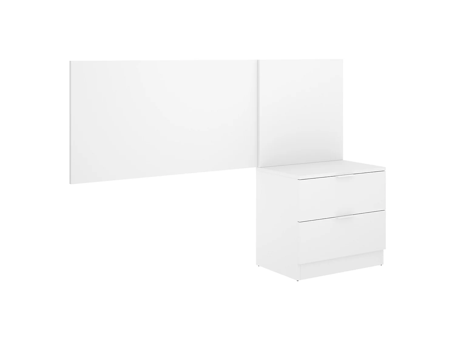 Tête de lit Lead, Table de chevet incluse, 34x141 cm Blanc, Simple, Structure couleur marron