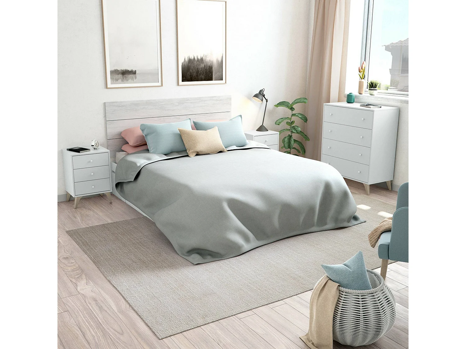 Dosseret de Lit Wallis, Double, 2.5x160 cm Blanc