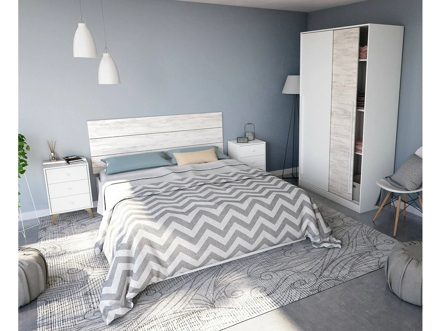 Dosseret de Lit Wallis, Double, 2.5x160 cm Blanc