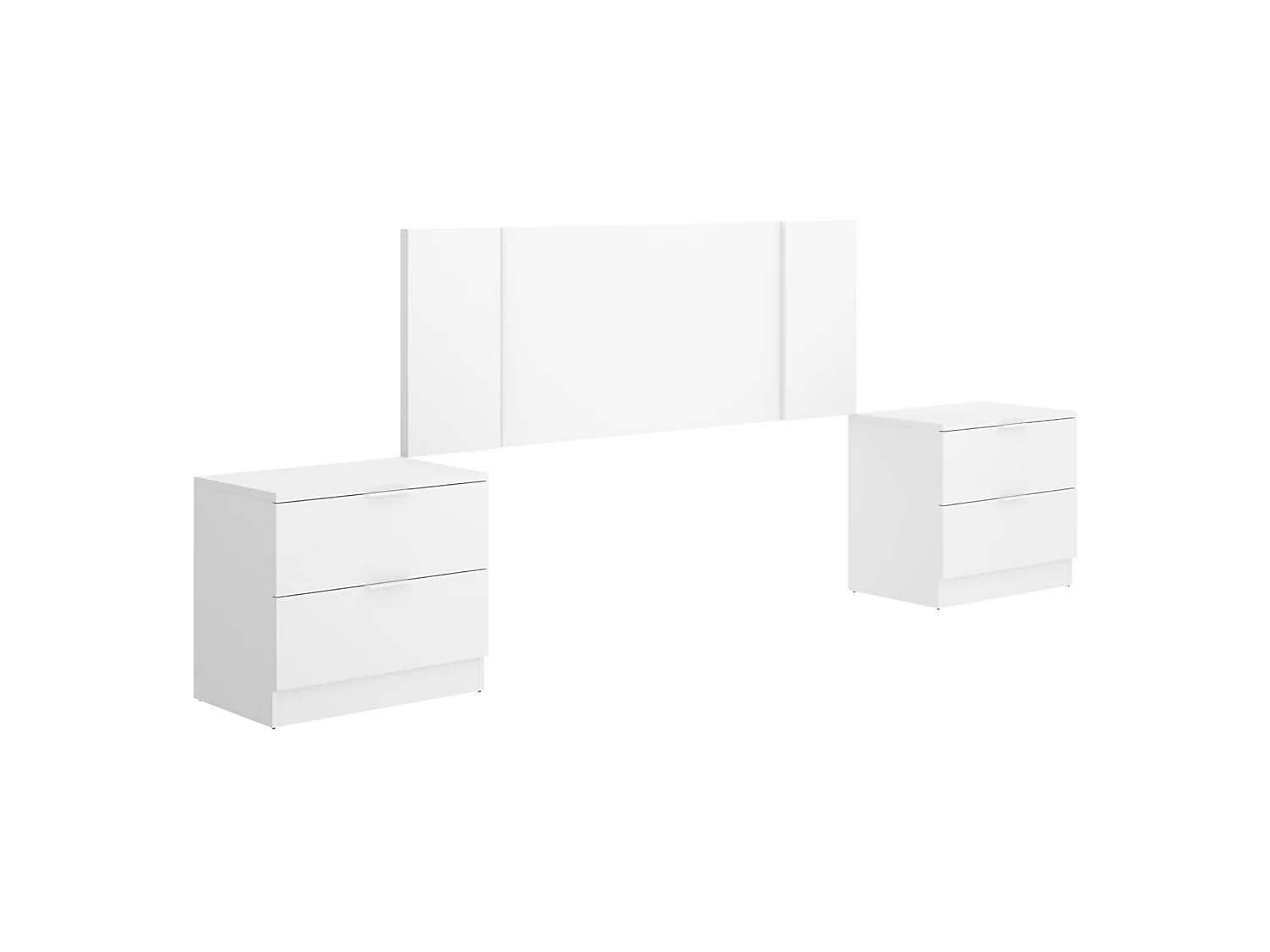 Tête de lit Carson, 2 tables de chevet incluses, 34x237 cm blanc, Grand Lit, Structure marron