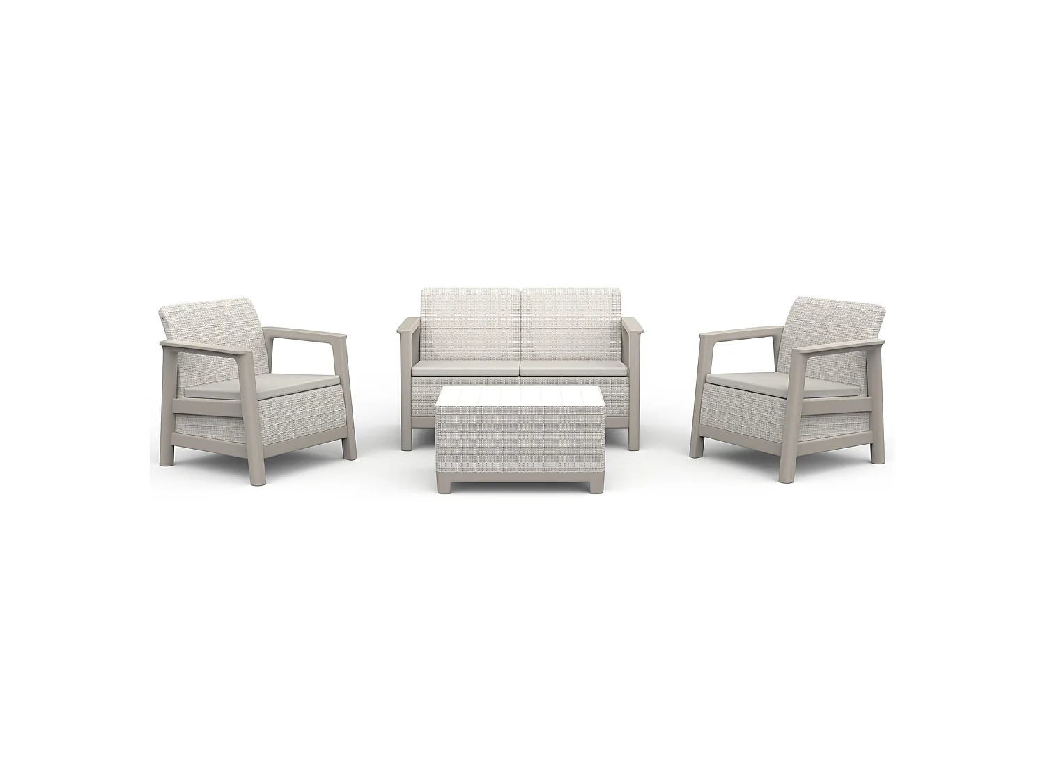 Set Salotto da Esterno Grafton, 4 Posti, Beige, Salottino Outdoor, Resistente ai Raggi uv Impermeabile, un Tavolino