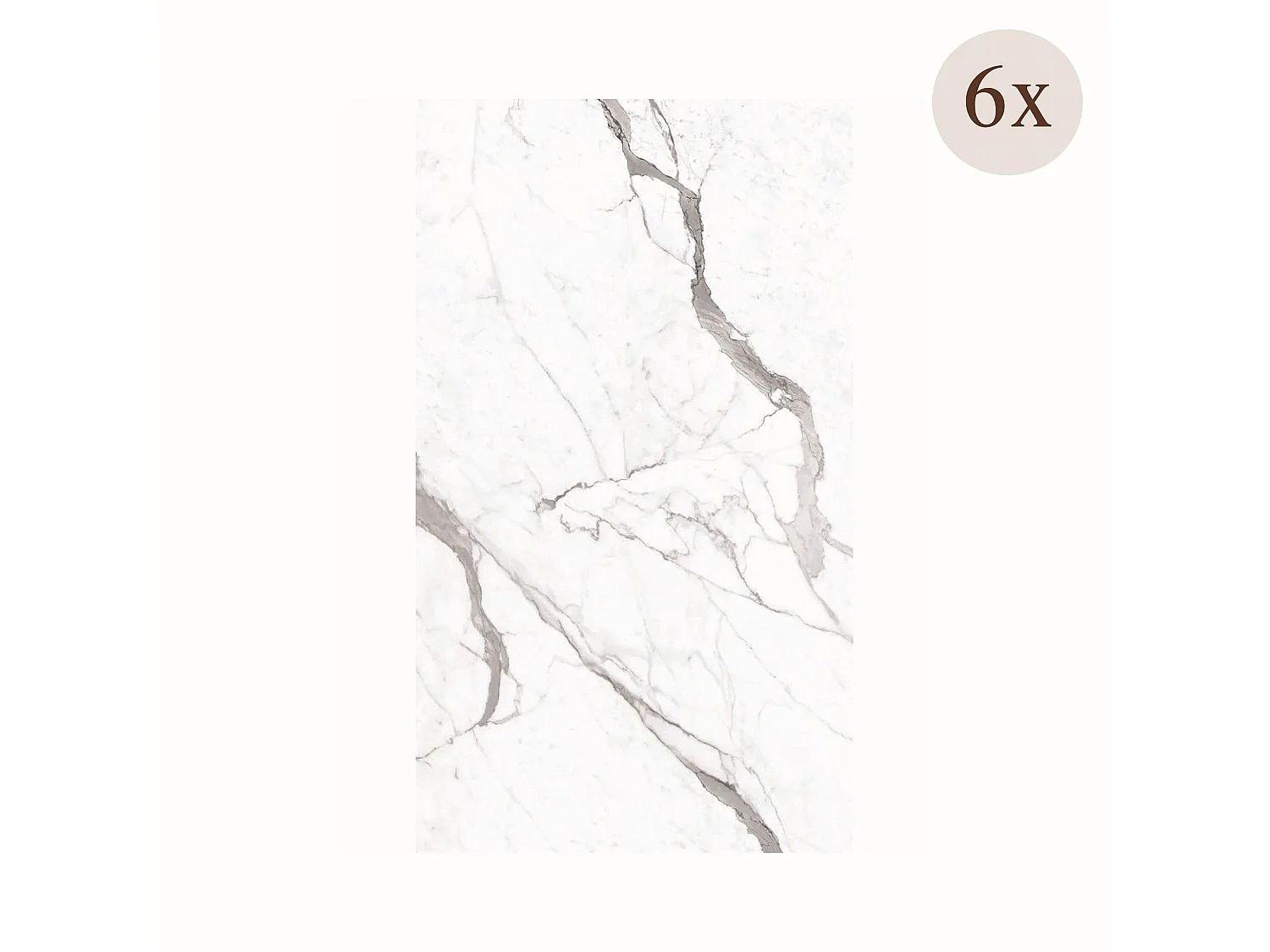 Dekorpanel Sedini, 6er-Set, Einfach zuzuschneiden, Einfach zu montieren, 60x0,3 cm, Weißer Marmor, Realistische Textur
