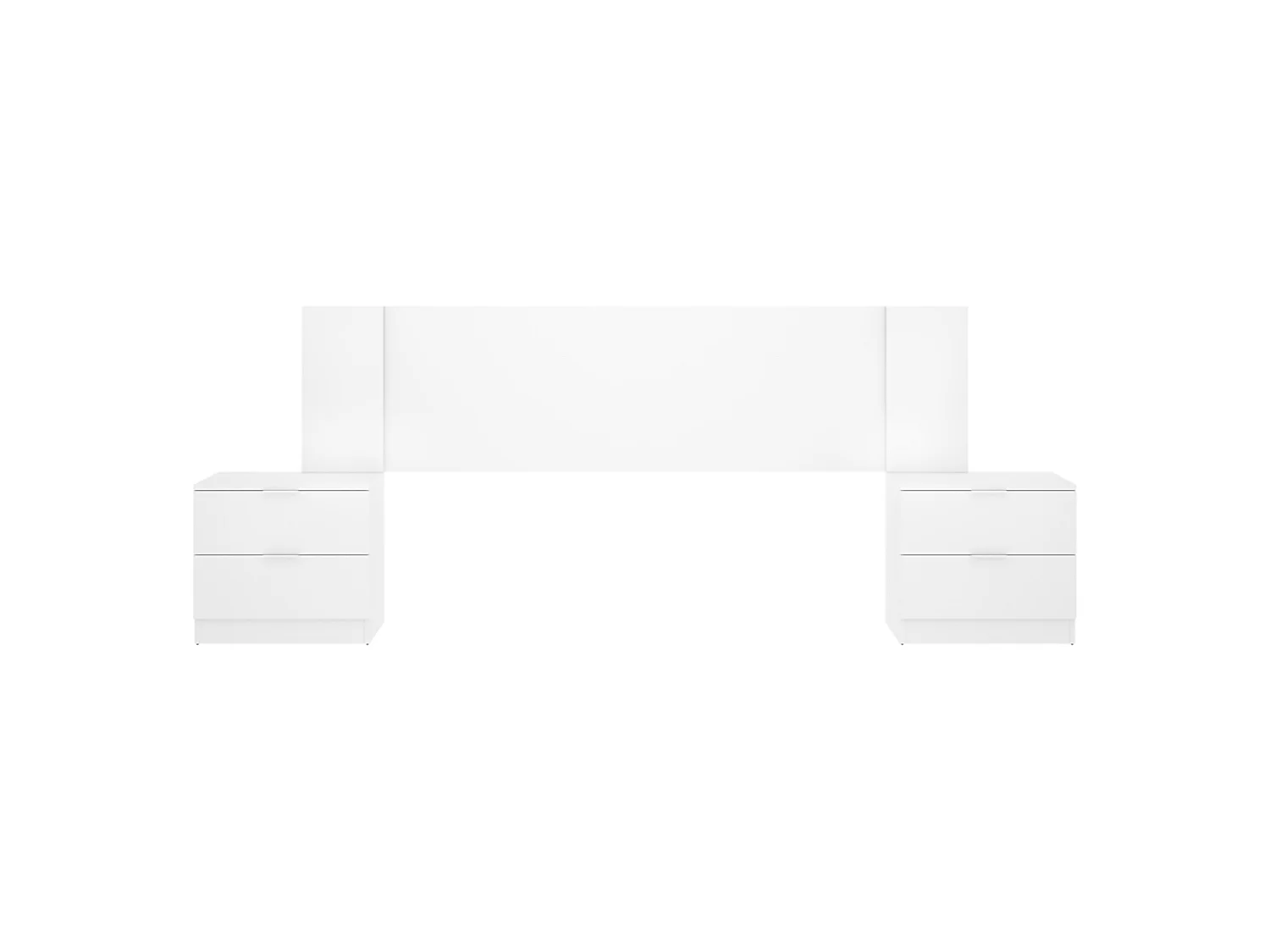 Tête de Lit Sierra, 2 Tables de Nuit Incluses, 34x251 cm Blanc, Largeur 1 Place et Demie, Structure Marron
