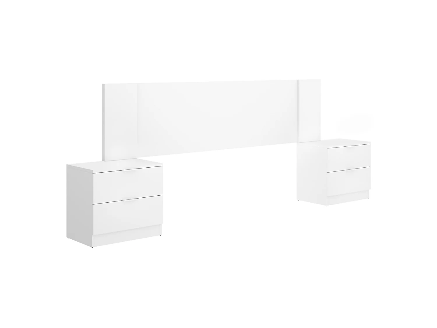 Tête de Lit Sierra, 2 Tables de Nuit Incluses, 34x251 cm Blanc, Largeur 1 Place et Demie, Structure Marron