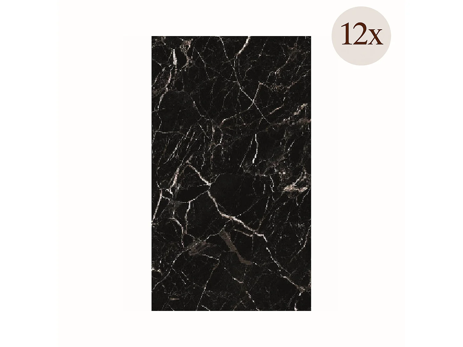 Panneau décoratif Cigole, set de 12, facile à couper, installer, 60x0,3 cm, marbre noir, texture réaliste