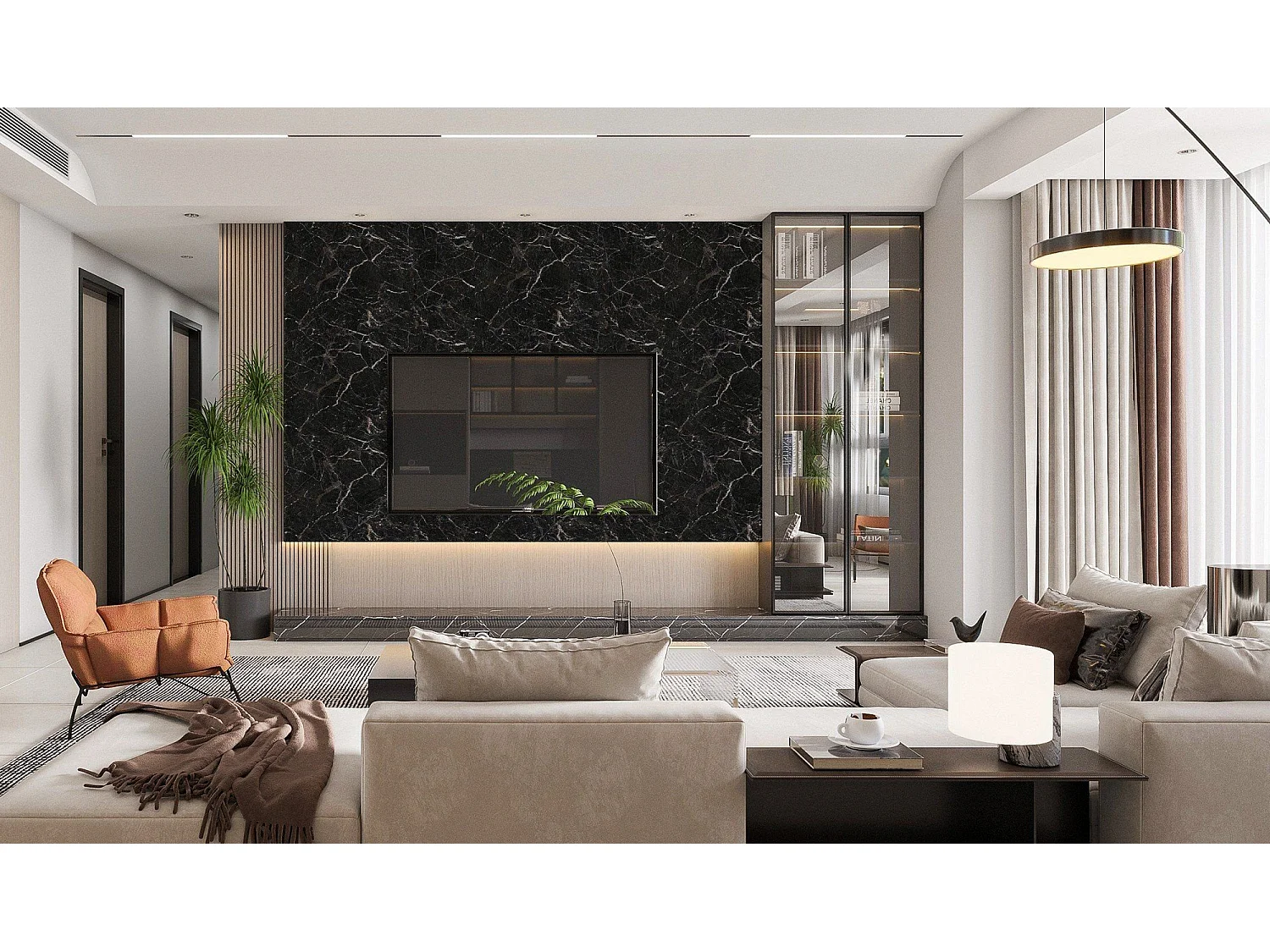 Panneau décoratif Cigole, set de 12, facile à couper, installer, 60x0,3 cm, marbre noir, texture réaliste