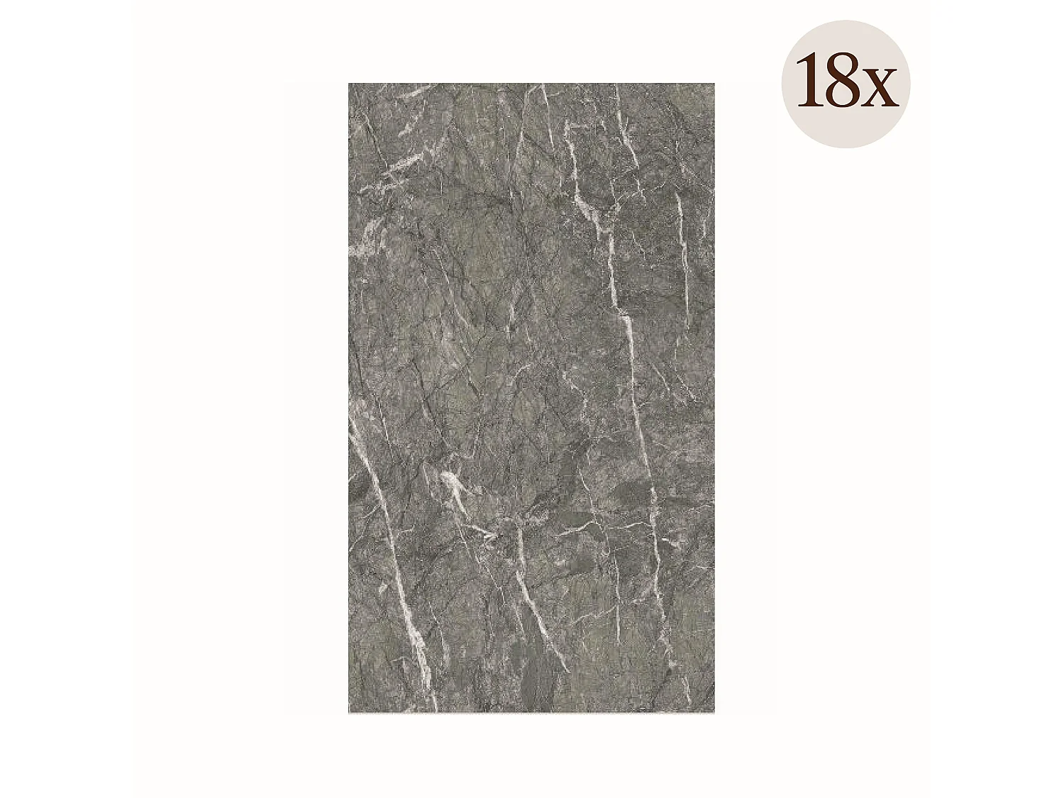 Panneau Décoratif Toceno, set de 18, Facile à Couper et Installer, 60x0.3 cm Gris Marbre, Texture Réaliste