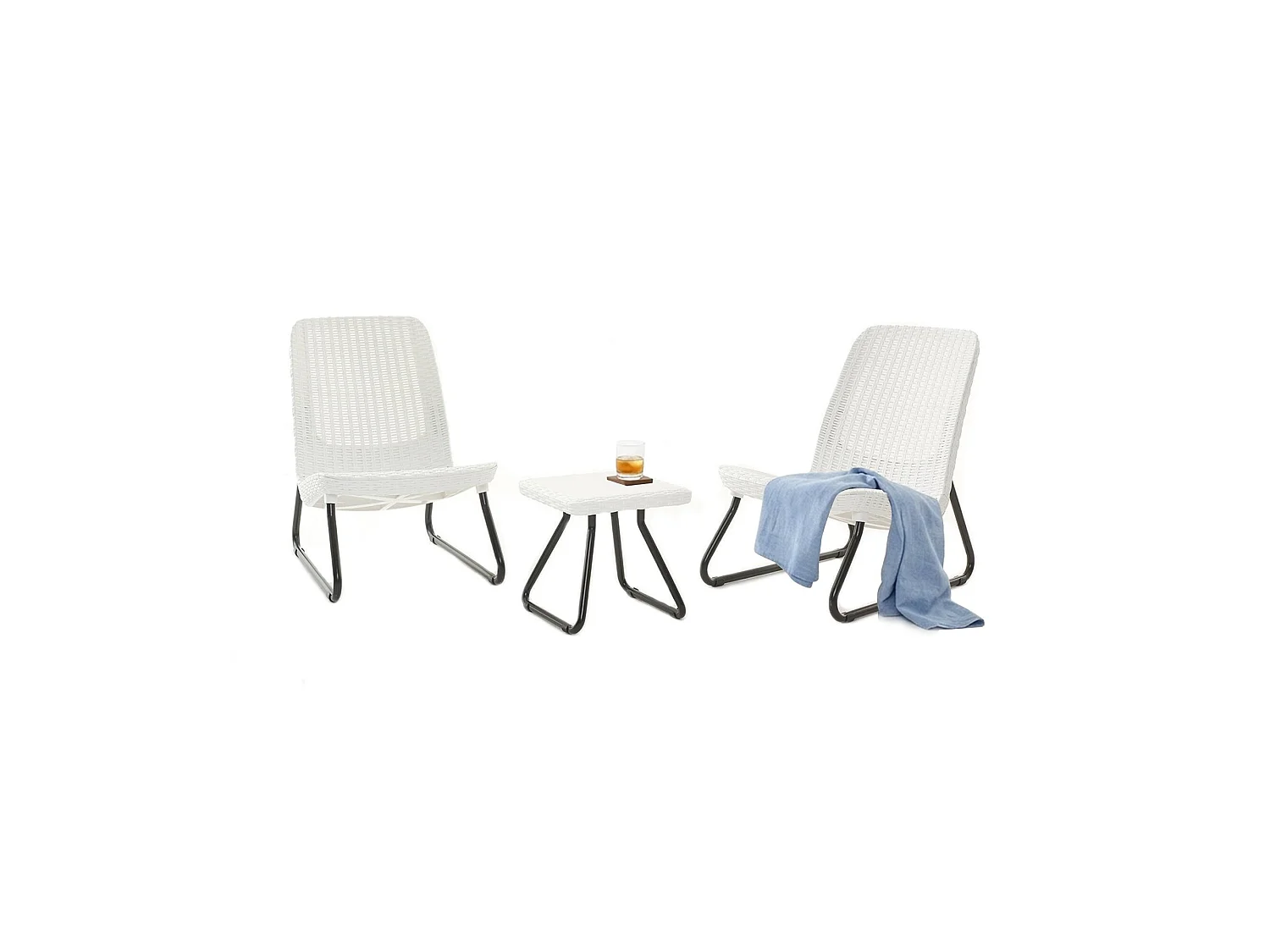 Set Salon de Jardin Canmore, 2 Places, Blanc, Salon Outdoor
