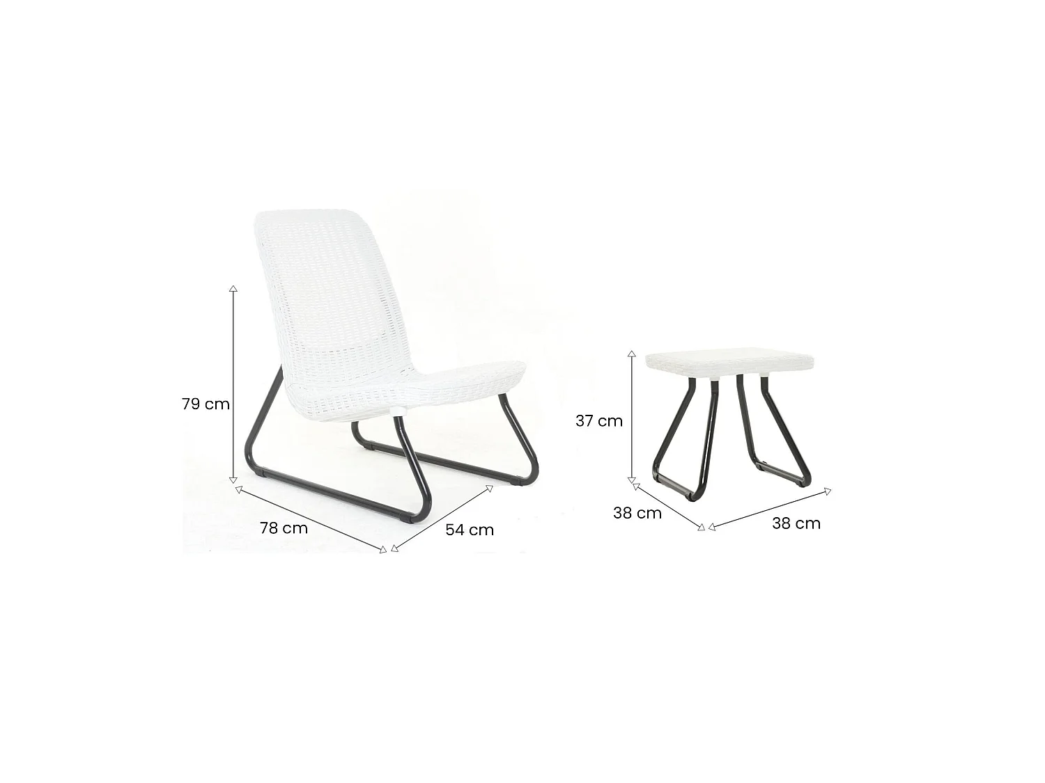 Set Salon de Jardin Canmore, 2 Places, Blanc, Salon Outdoor