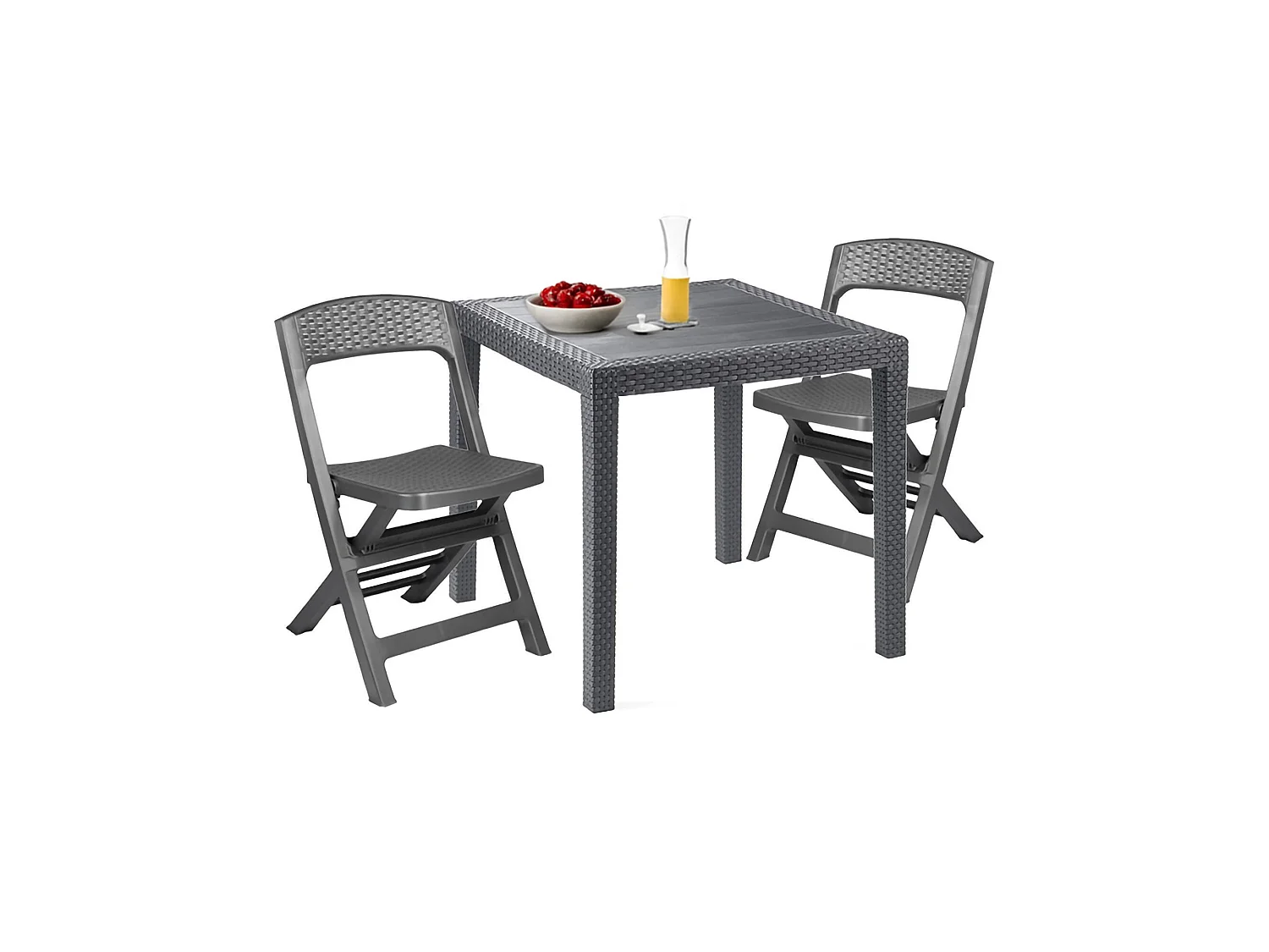 Set Salotto da Esterno Sanzeno, 2 Posti Made in Italy, Nero Antracite, Salottino Outdoor