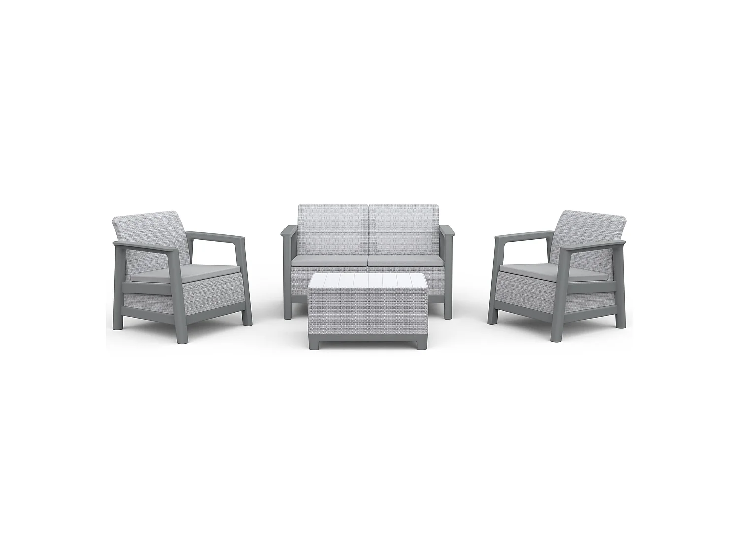 Set Salotto da Esterno Grafton, 4 Posti, Grigio Chiaro, Salottino Outdoor, un Tavolino, Resistenti ai Raggi uv