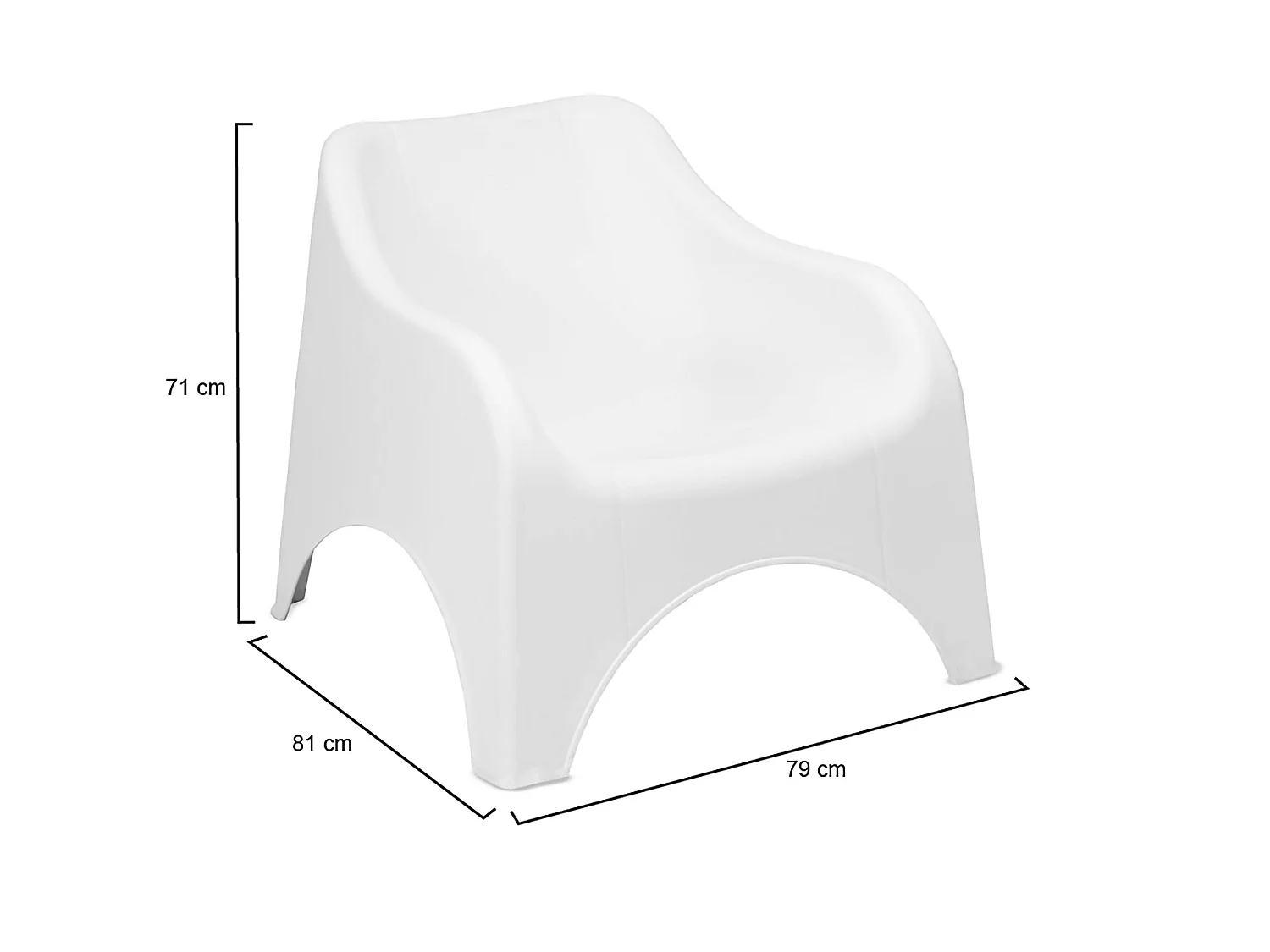 Fauteuil d'Extérieur Agri, une Chaise Made in Italy, 81x79 cm Blanc