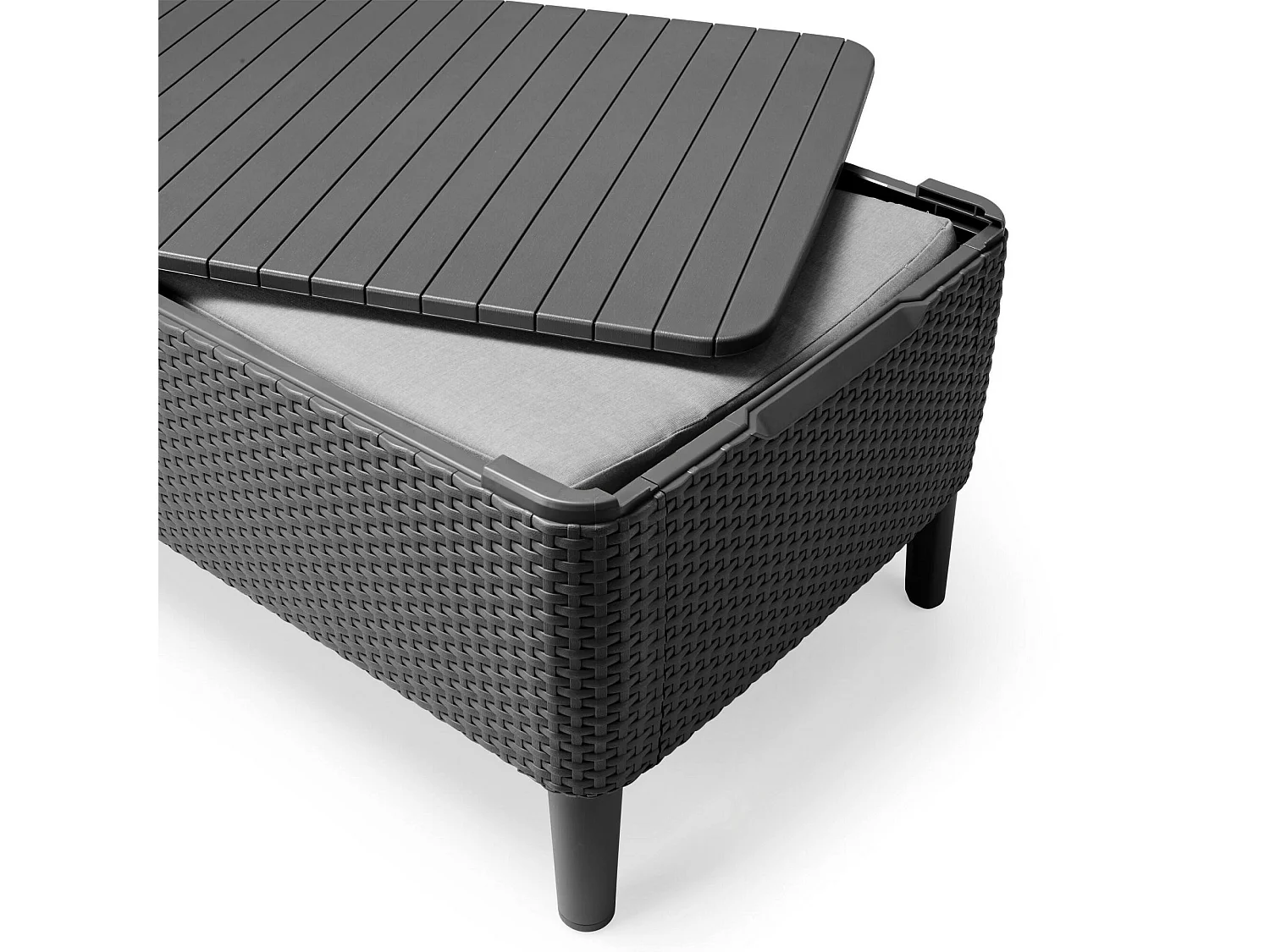 Whitby buitenloungeset, 3-zits, antracietzwart, buiten loungehoek, met bijzettafel, opbergbijzettafel
