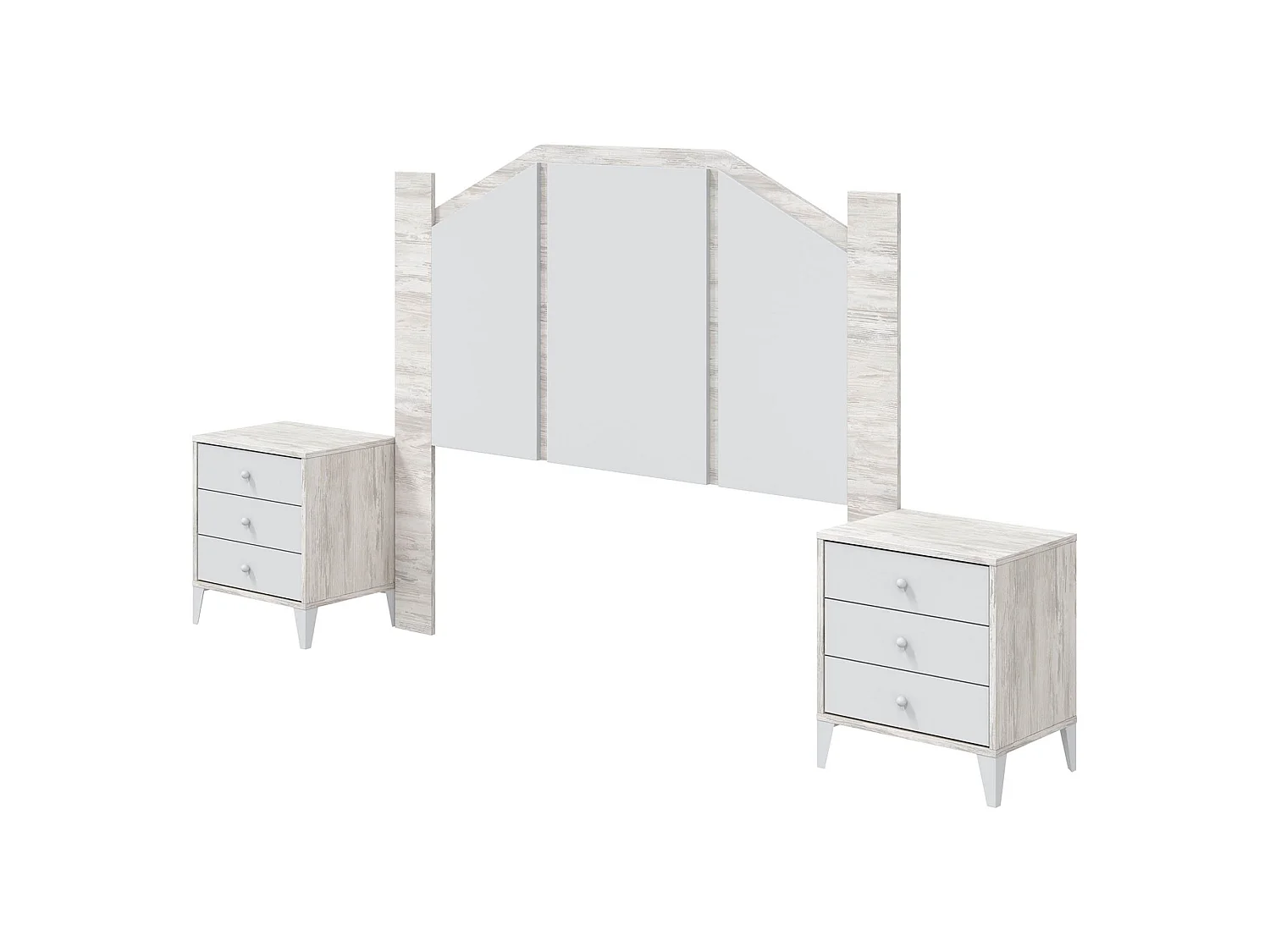 Tête de lit Genzone, Structure Blanche, 248x33 cm Blanc, Matériau Bois Nobilité, Nuance Structurale Antique