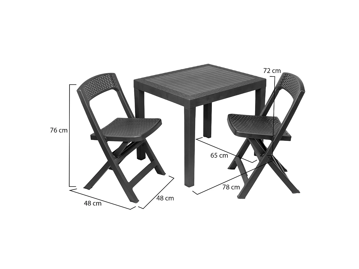 Set Salotto da Esterno Corinth, 2 Posti Made in Italy, Nero Antracite, Salottino Outdoor, un Tavolino, Tavolo Tavolo Rettangolare