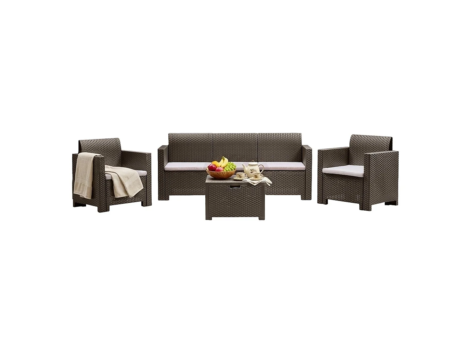 Admiral outdoor loungeset, 5 zitplaatsen, gemaakt in Italië, taupegrijs, schokbestendig en waterdicht, met een tafeltje