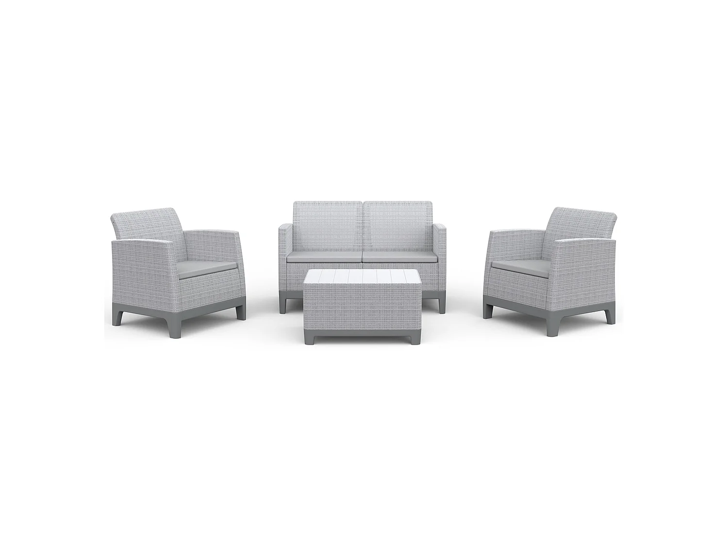 Set Salotto da Esterno Granite, 4 Posti, Grigio, Salottino Outdoor, Resistente ai Raggi uv Impermeabile, un Tavolino