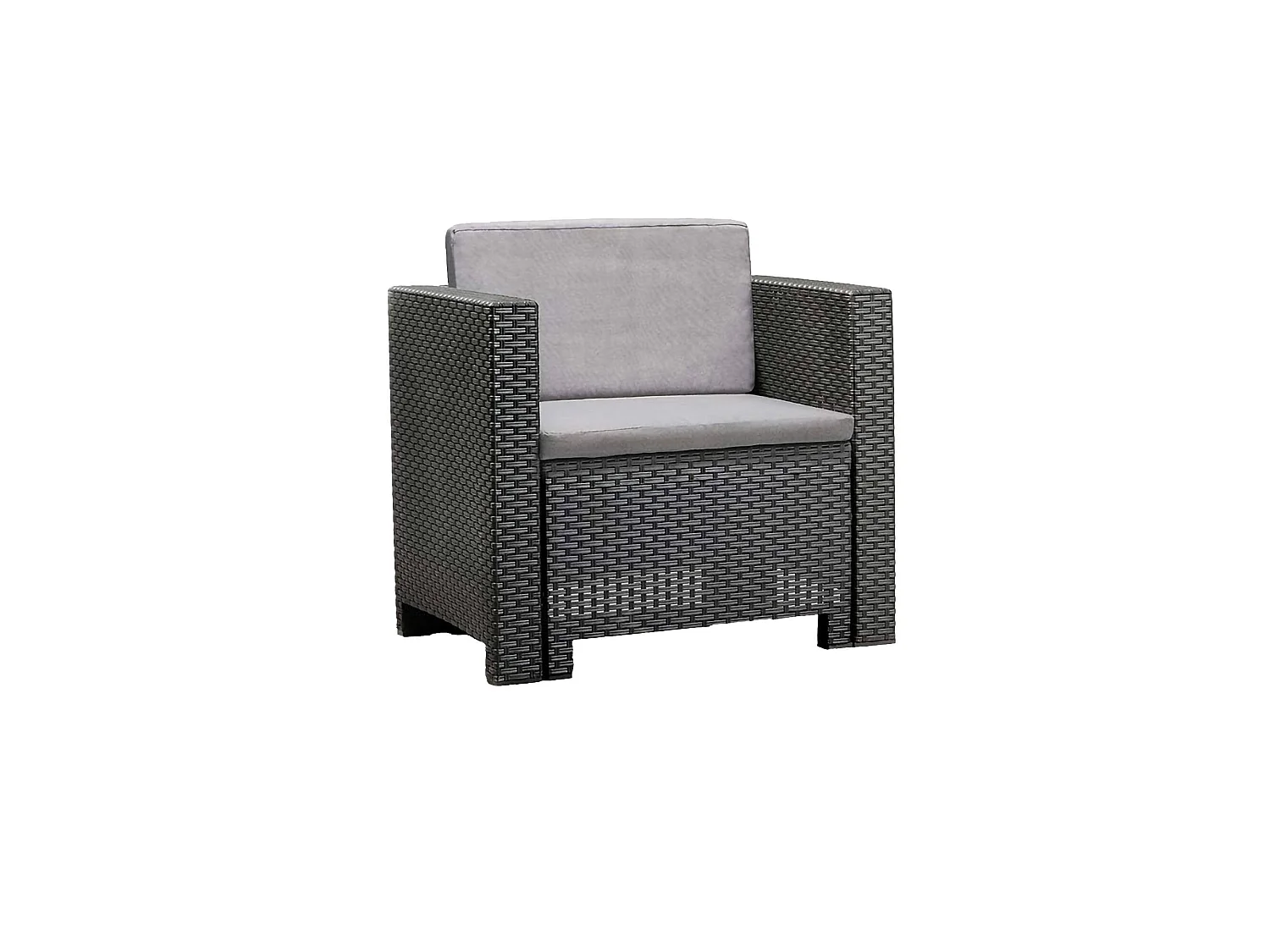 Salon de jardin Camisano, 4 places Made in Italy, noir anthracite, ensemble extérieur