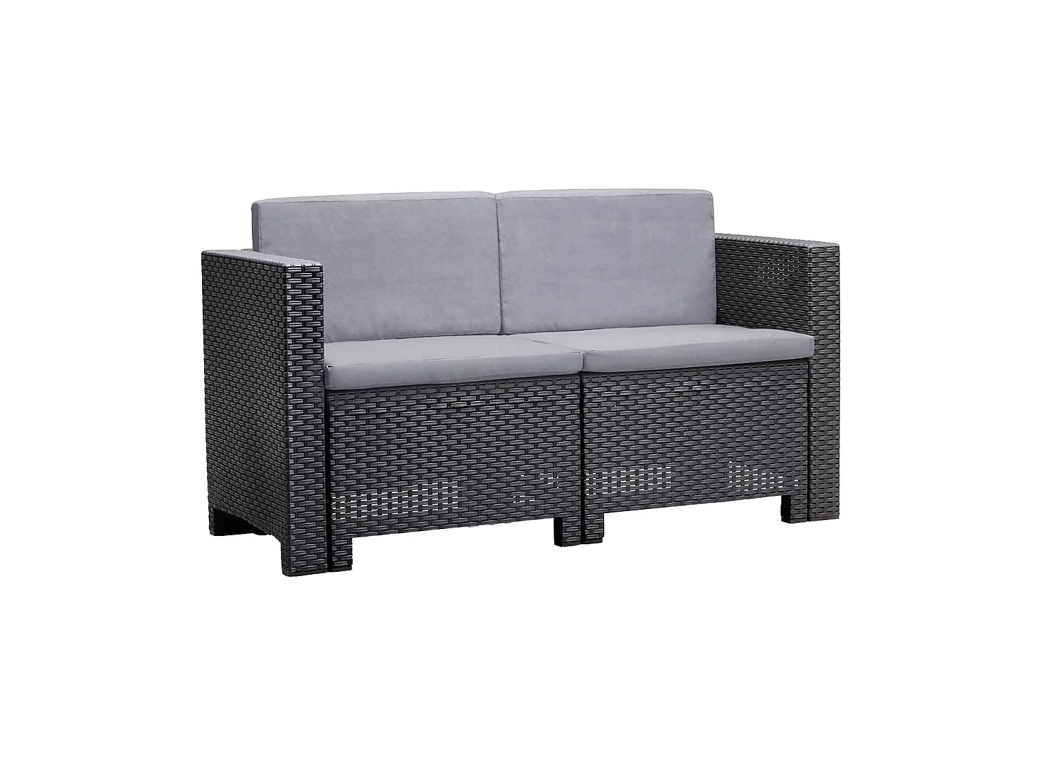 Salon de jardin Camisano, 4 places Made in Italy, noir anthracite, ensemble extérieur