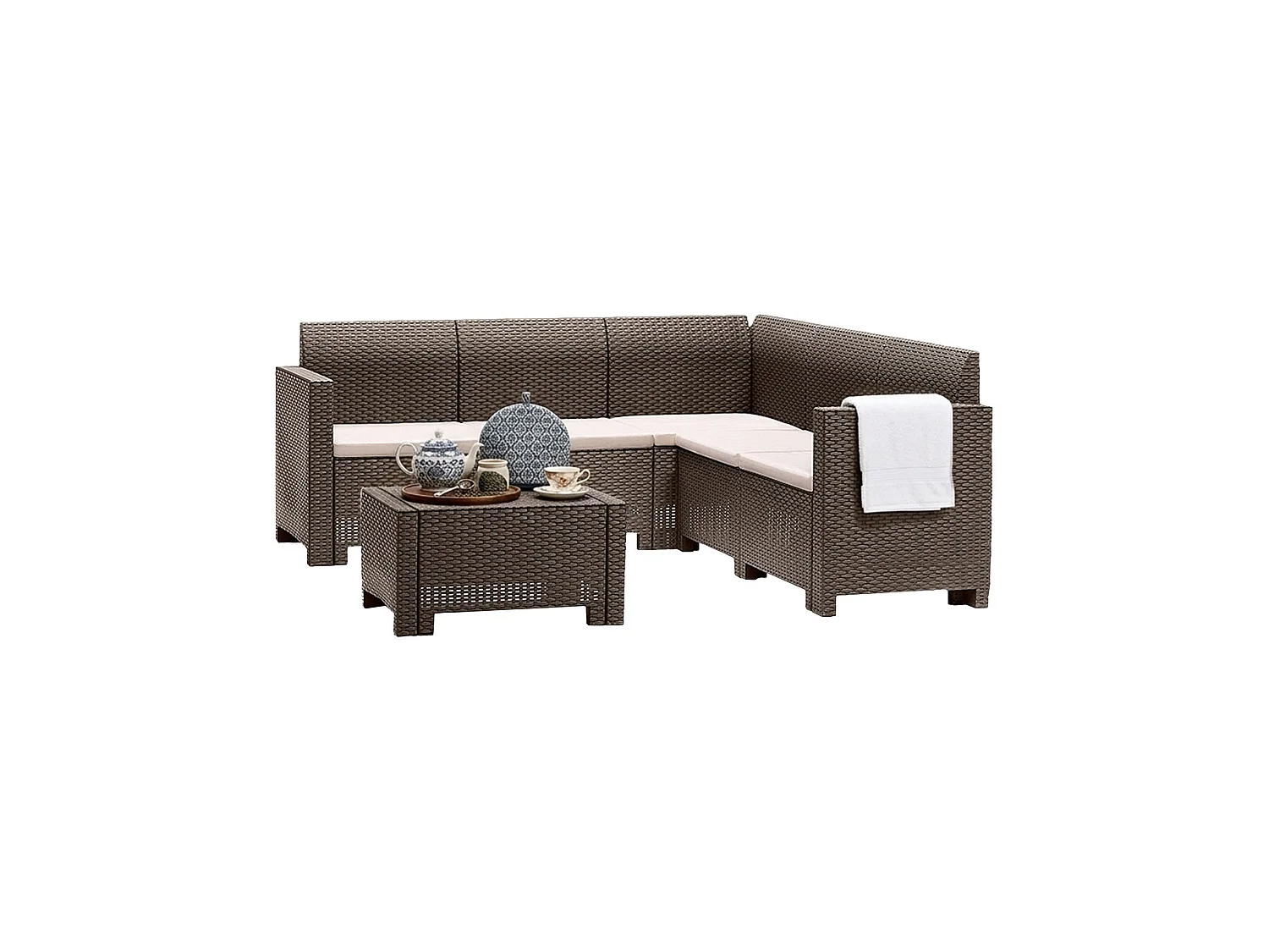 Salon de jardin Somnus, 5 places Made in Italy, gris tourterelle, ensemble extérieur