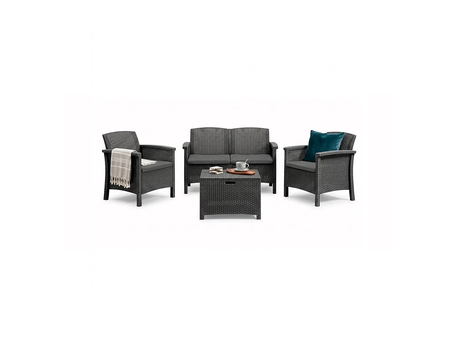 Dbjarnaso Gartenset, 2-Sitzer Made in Italy, Schwarz, Outdoor-Lounge