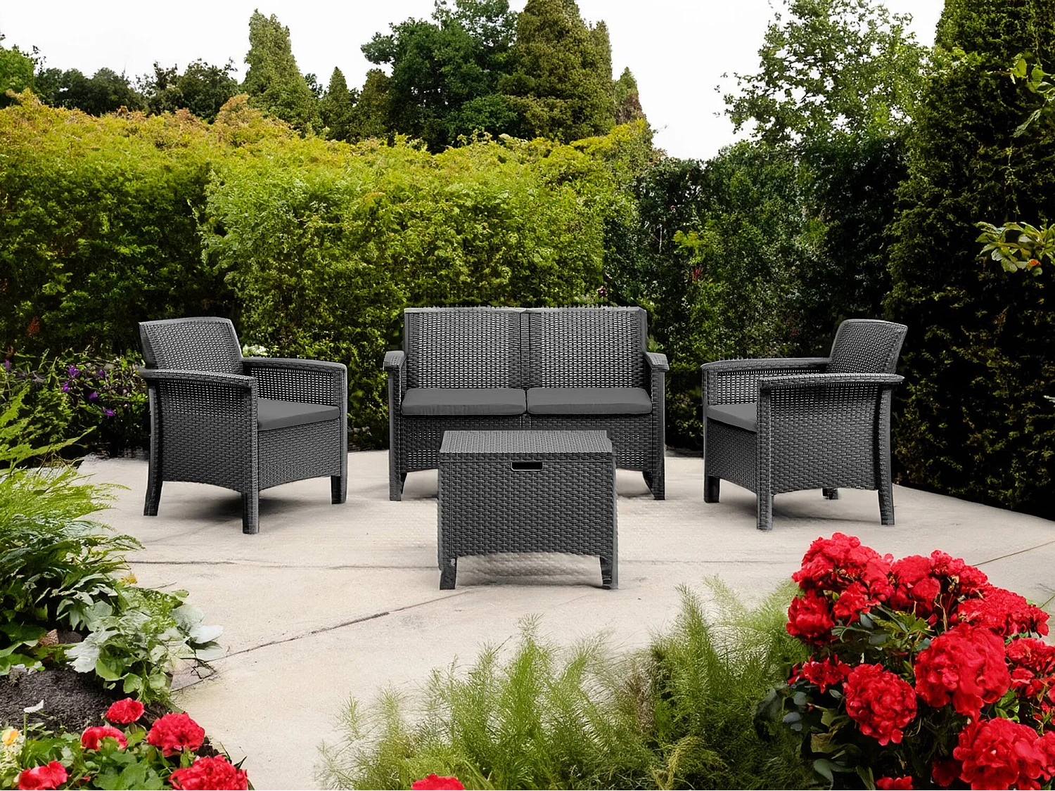 Dbjarnaso Gartenset, 2-Sitzer Made in Italy, Schwarz, Outdoor-Lounge