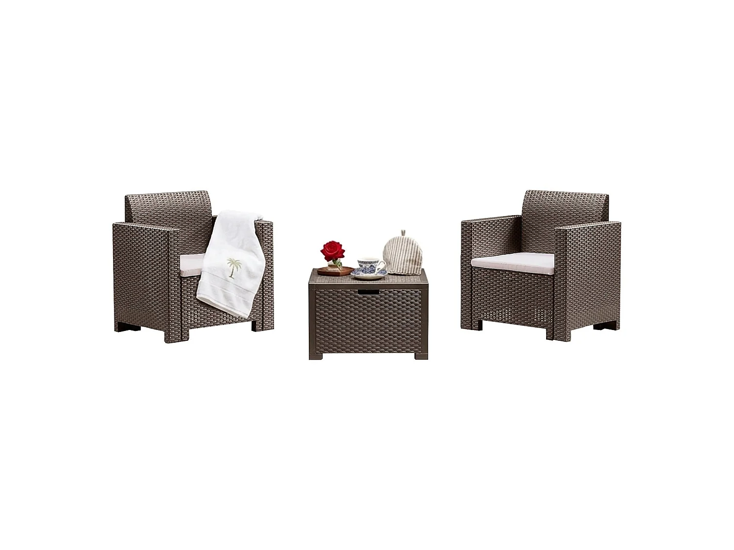 Salon de Jardin Apis, 2 Places Made in Italy, Gris Taupe, Salon Extérieur