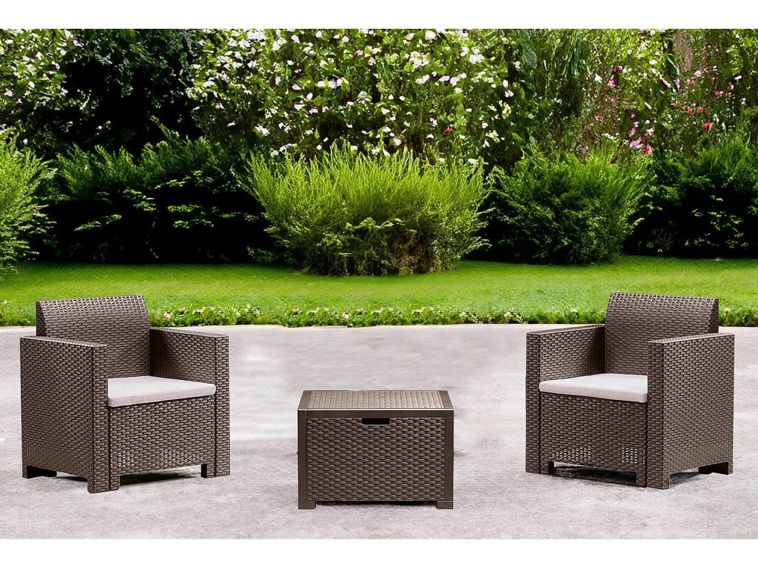 Salon de Jardin Apis, 2 Places Made in Italy, Gris Taupe, Salon Extérieur