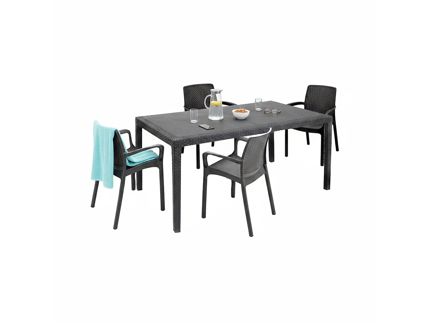 Salon d'extérieur Lograto, 4 places Made in Italy, Noir anthracite, Salon de jardin