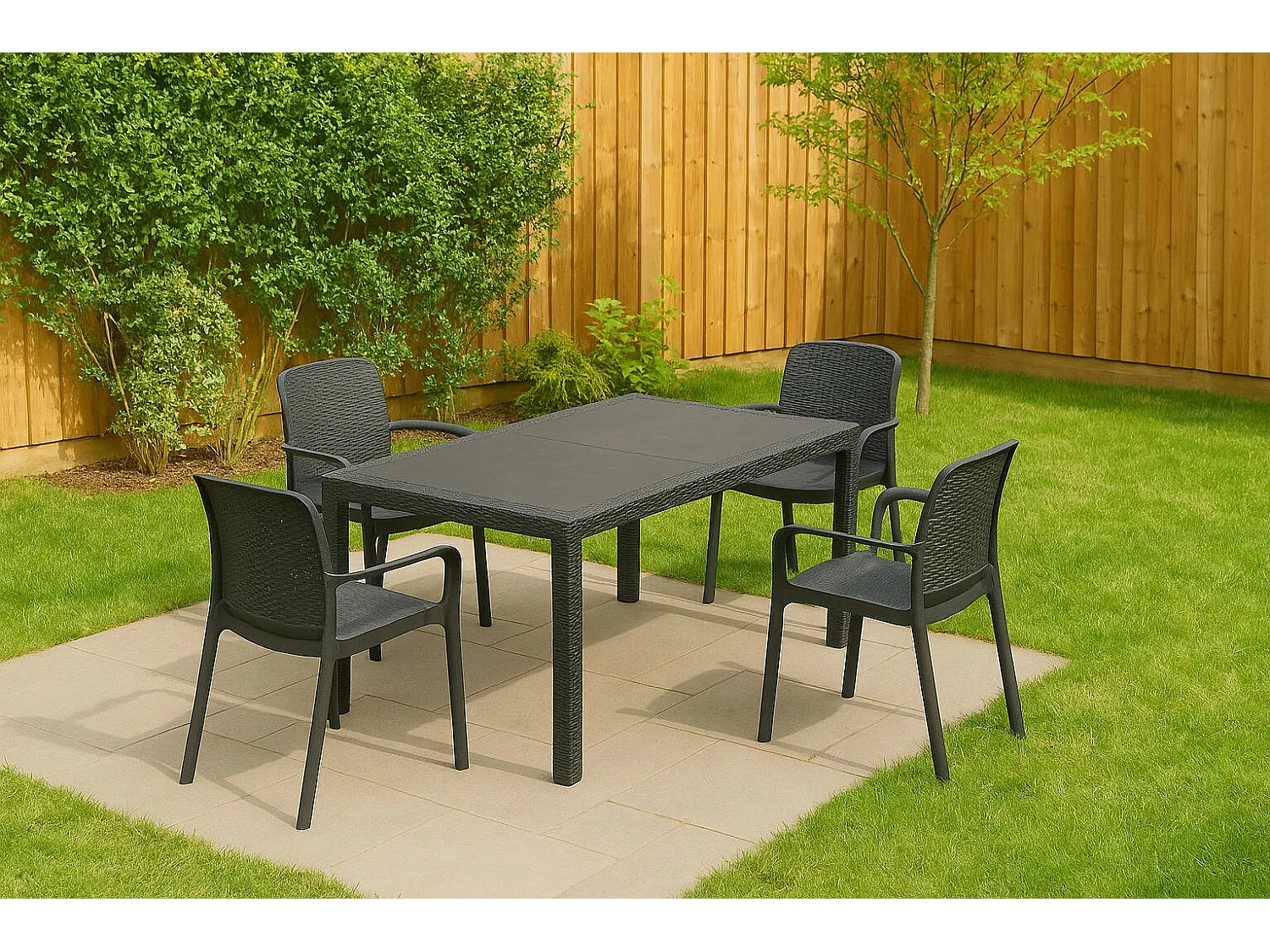 Salon d'extérieur Lograto, 4 places Made in Italy, Noir anthracite, Salon de jardin