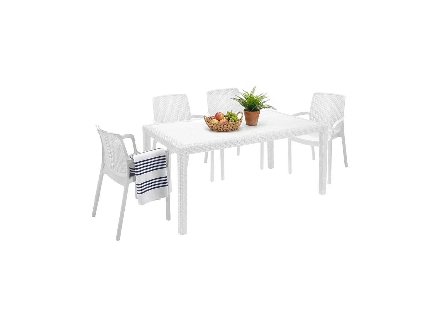 Ensemble Salon de Jardin Lograto, 4 Places Fabriqué en Italie, Blanc, Salon Extérieur