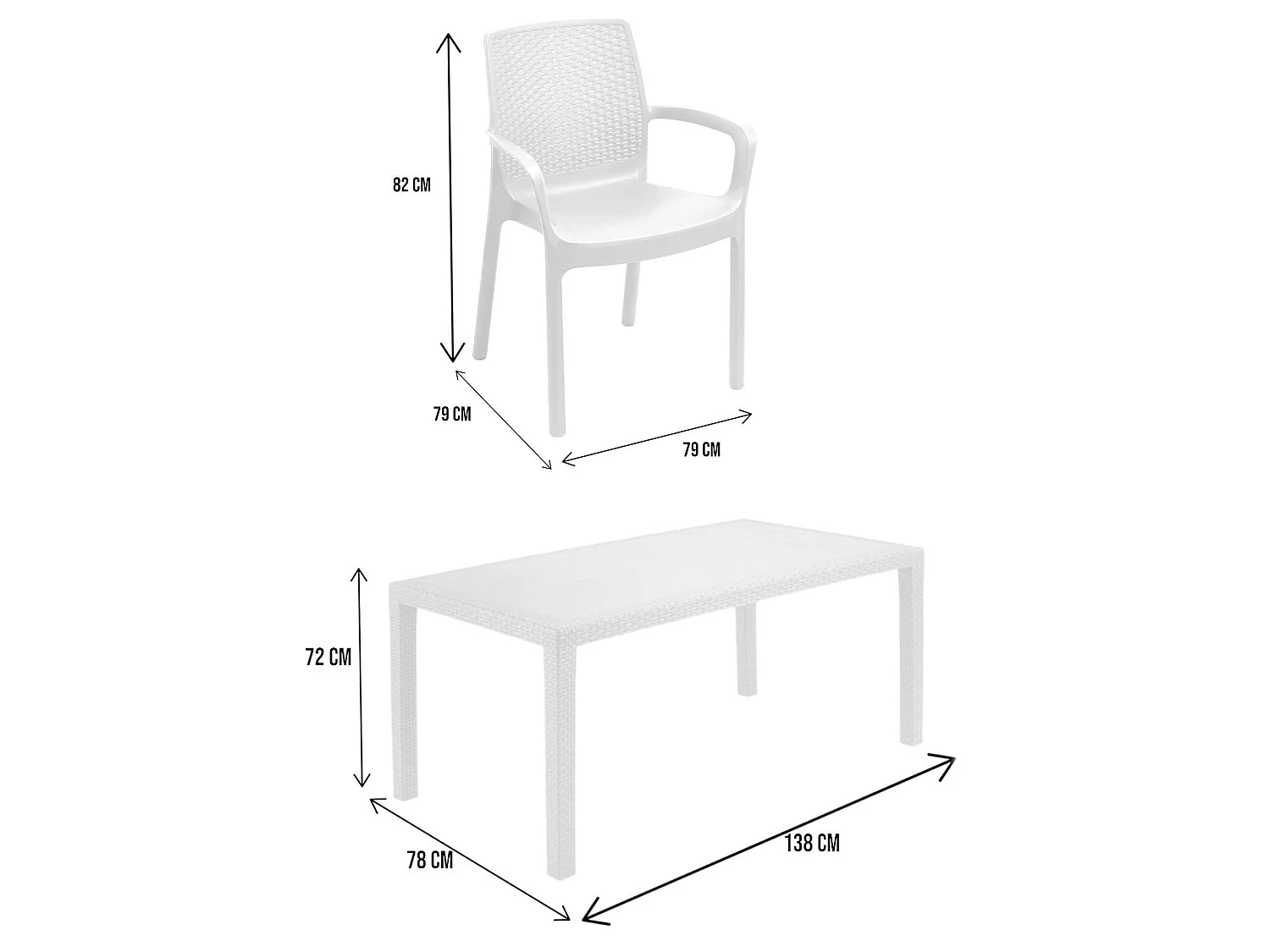 Salon de jardin Sover, 4 places, Made in Italy, blanc, mobilier d'extérieur