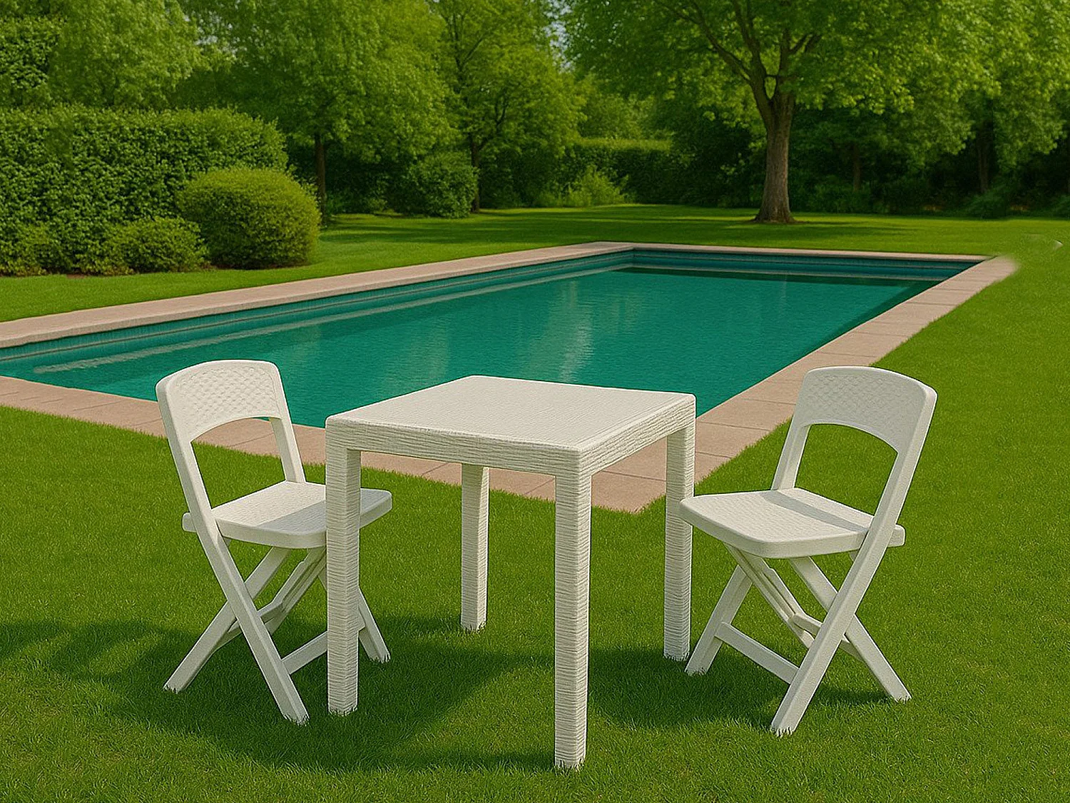 Salon de jardin Sanzeno, 2 places Made in Italy, Blanc, Salon d'extérieur