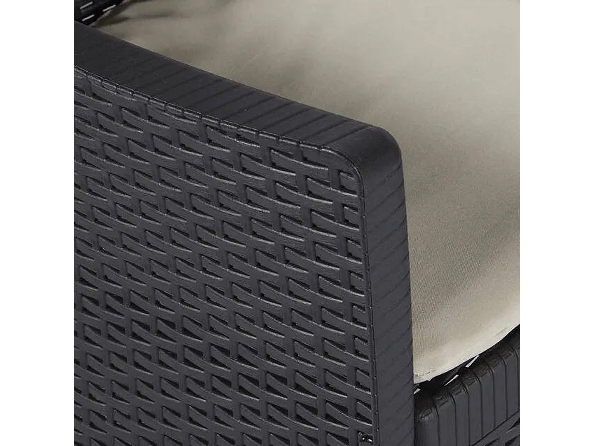 Set Salotto da Esterno Curno, 6 Posti Made in Italy, Nero Antracite, Salottino Outdoor, 2 Tavolini, Impermeabile Idrorepellente