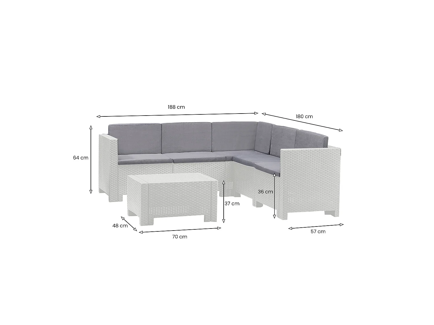 Salon de Jardin Camerota, 5 Places Made in Italy, Blanc, Salon Outdoor
