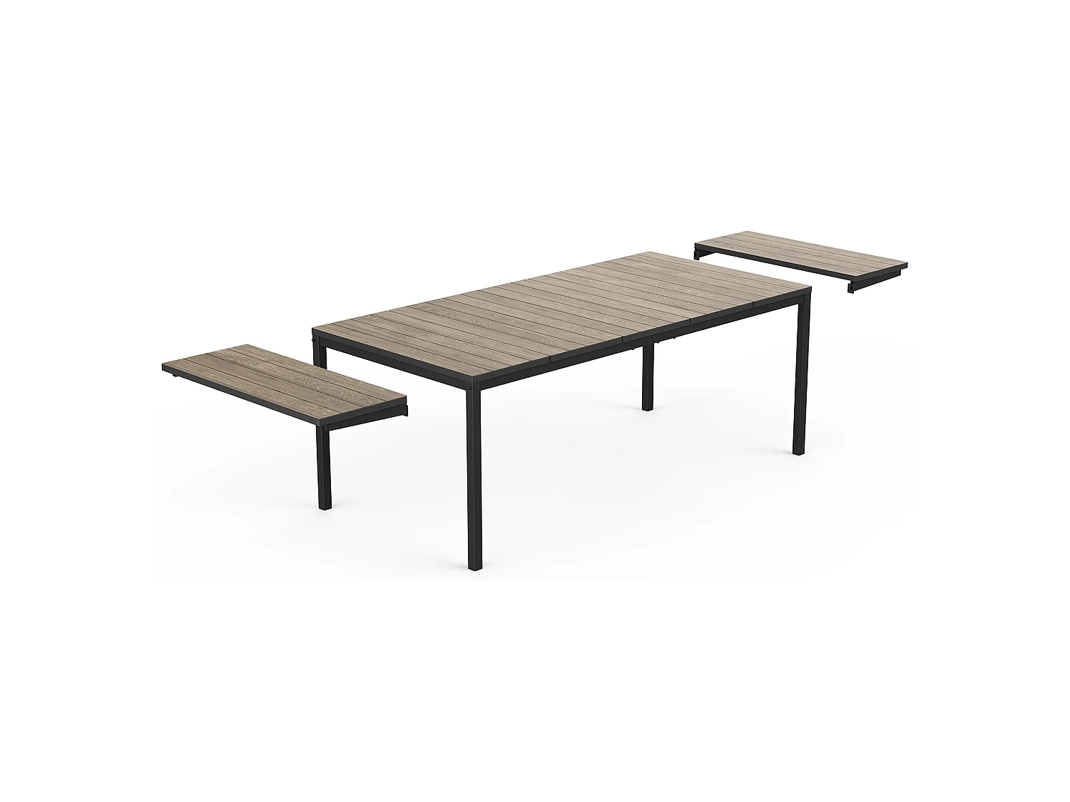 Tavolo da Esterno Hannibal, 12 Posti, 267x90x76h cm Marrone Noce, Meccanismo Estensione Allunghe Laterali, Finitura Effetto Legno