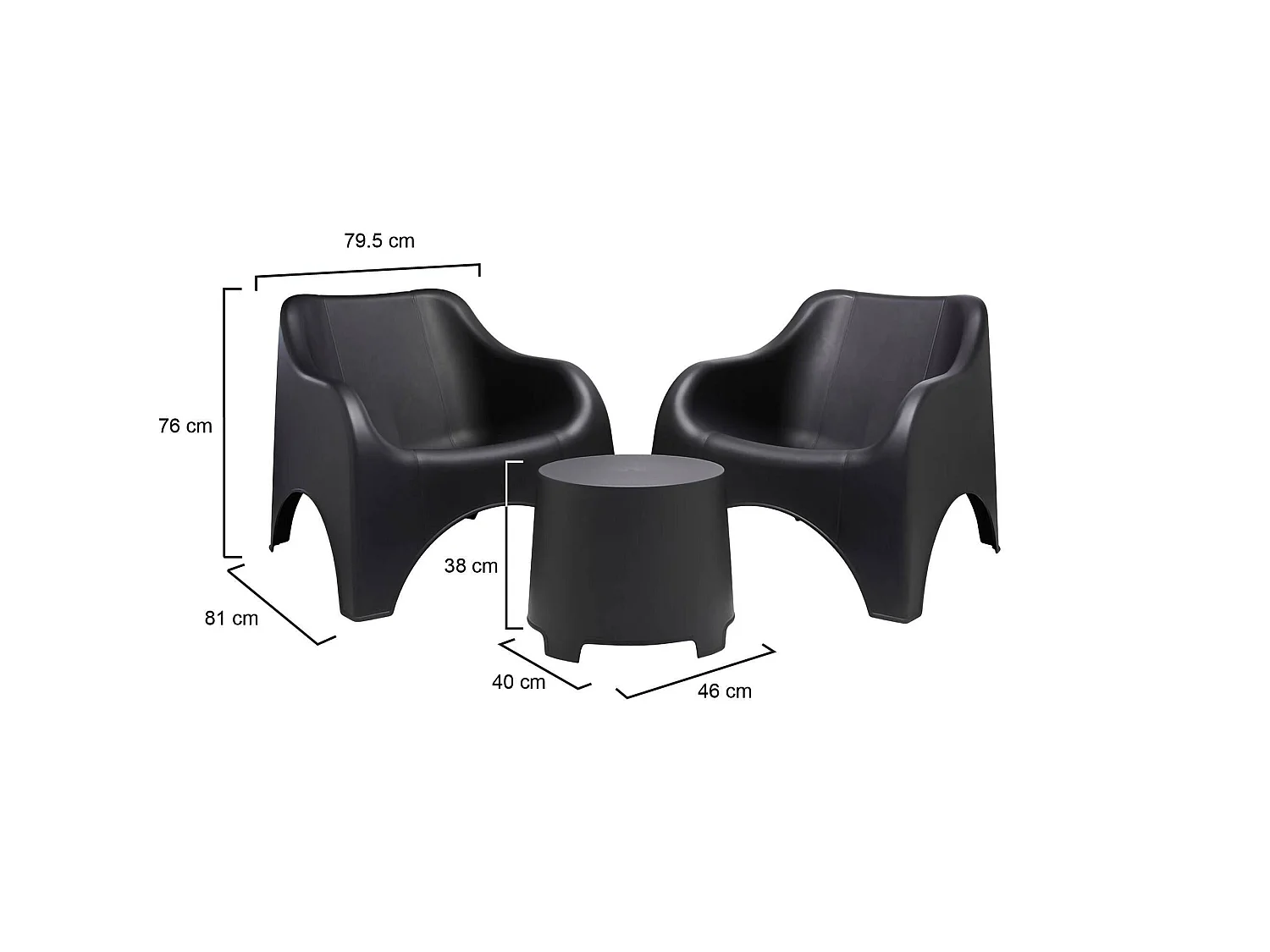 Ensemble Salon Extérieur Cormons, 2 Places Made in Italy, Gris Anthracite, Mobilier de Jardin