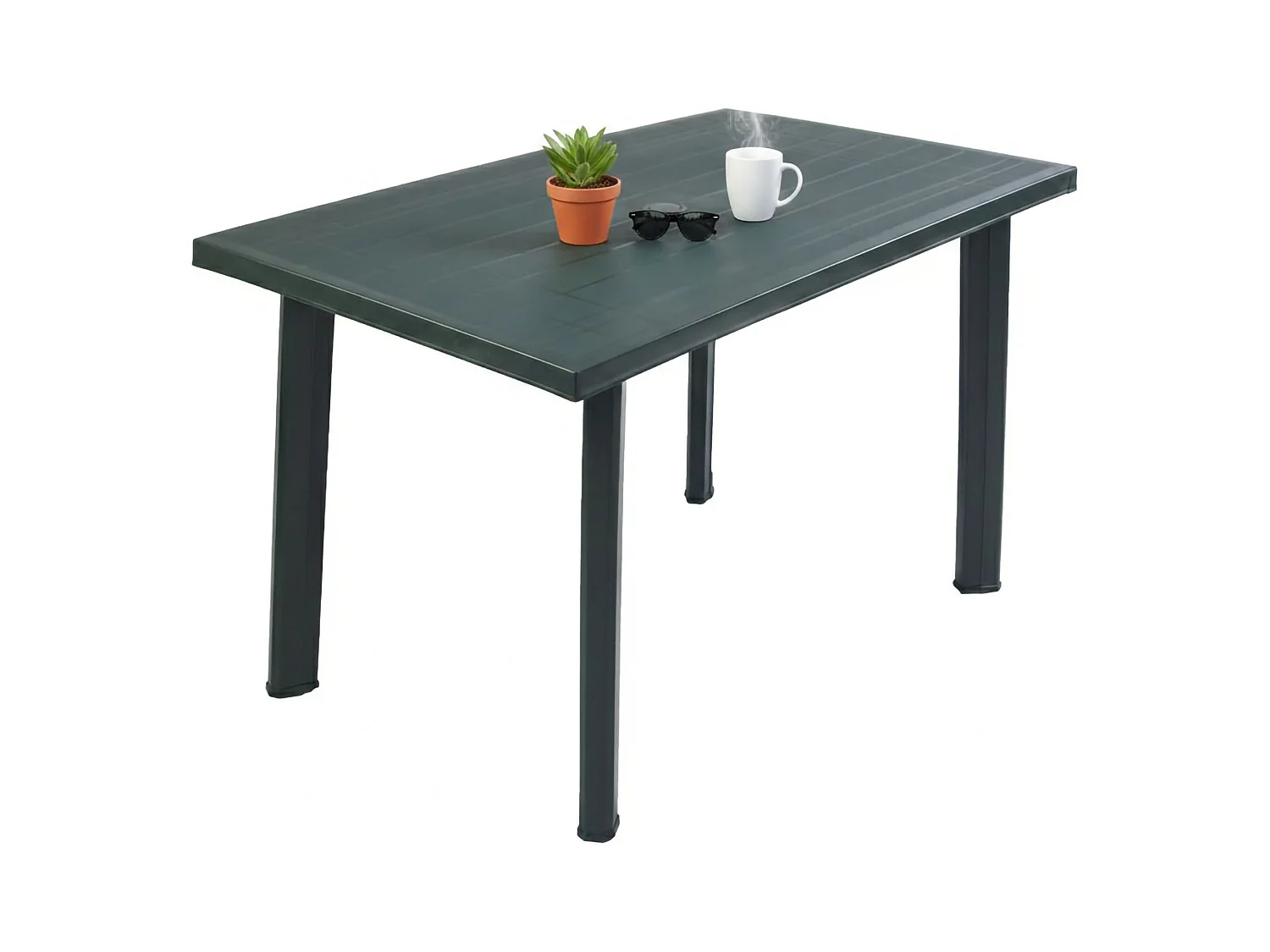 Table d'extérieur Ozello, 6 places Made in Italy, 126x76x72h cm Vert, Table fixe, Finition lisse