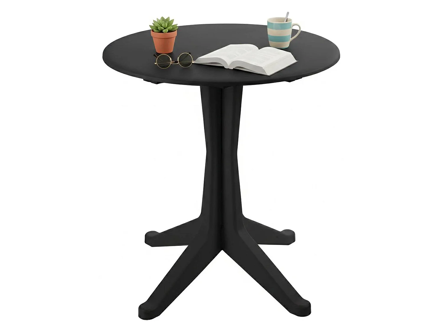 Table d'extérieur Trimble, 2 places Made in Italy, 70x70x72h cm Noir Anthracite, Finition Lisse, Table Fixe